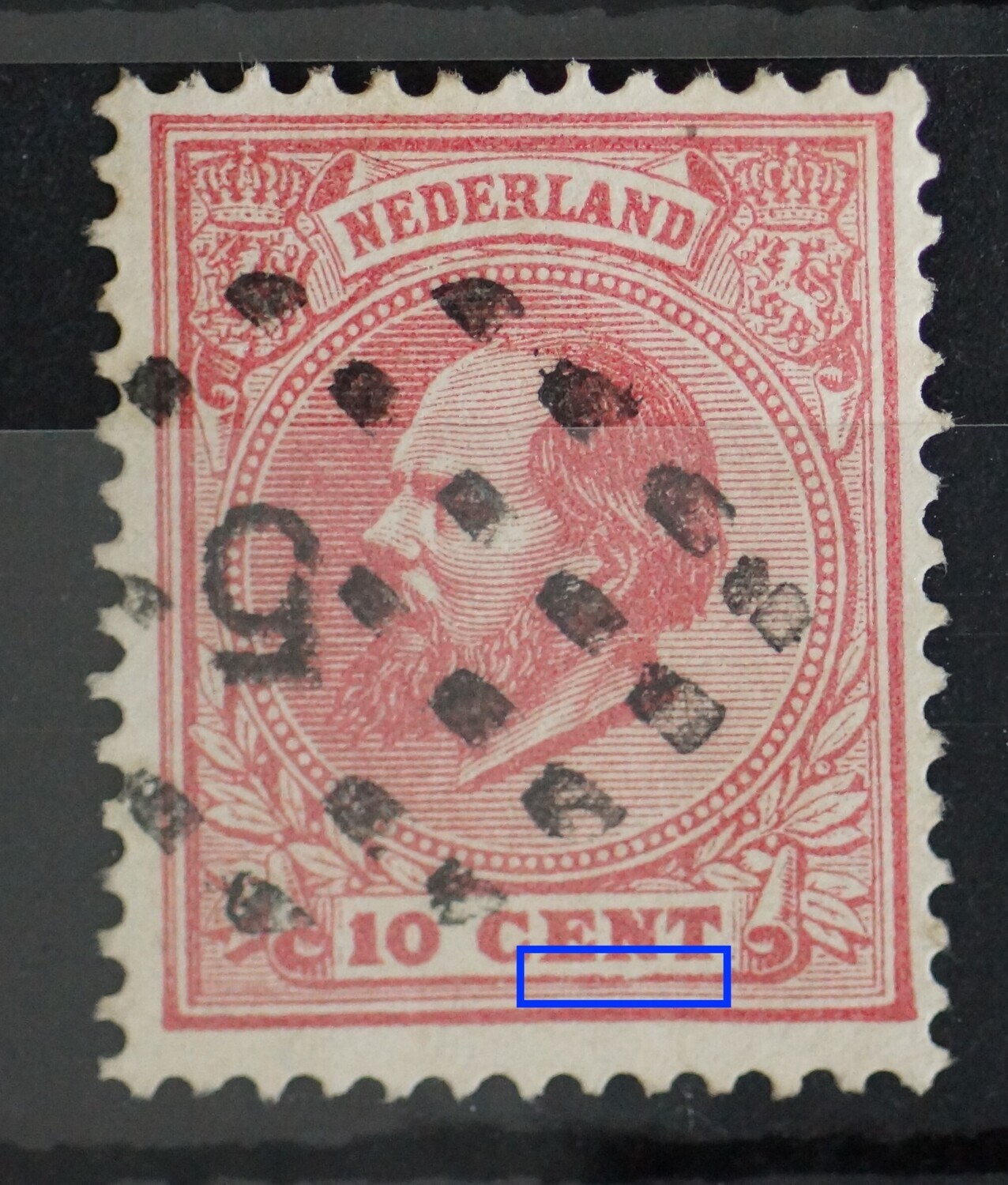 NVPH 21 - beschadigde kaderlijn onder CENT