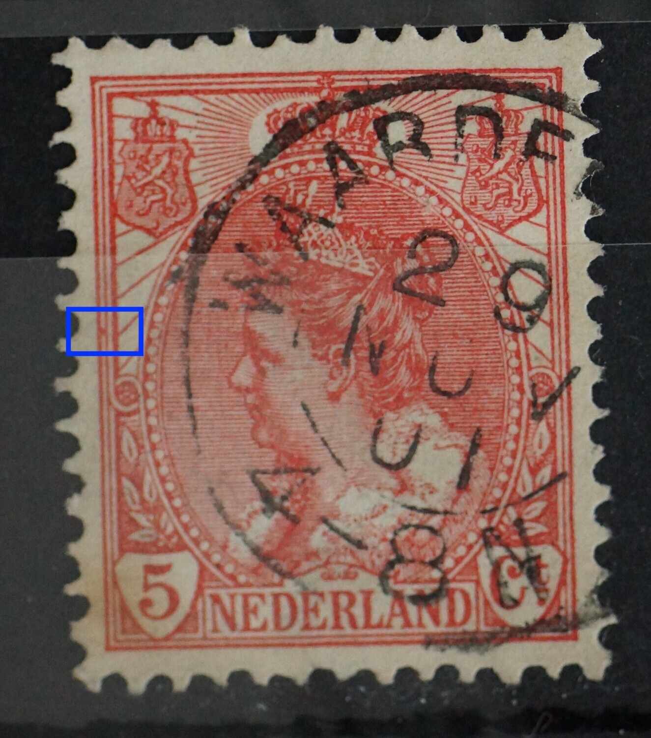 NVPH 60 - rode stip tussen kaderlijnen links