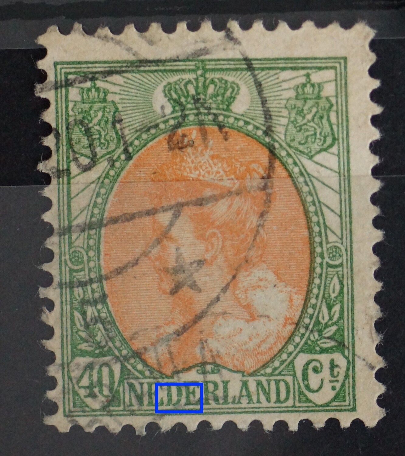 NVPH 73 - breuk in 1e D van NEDERLAND