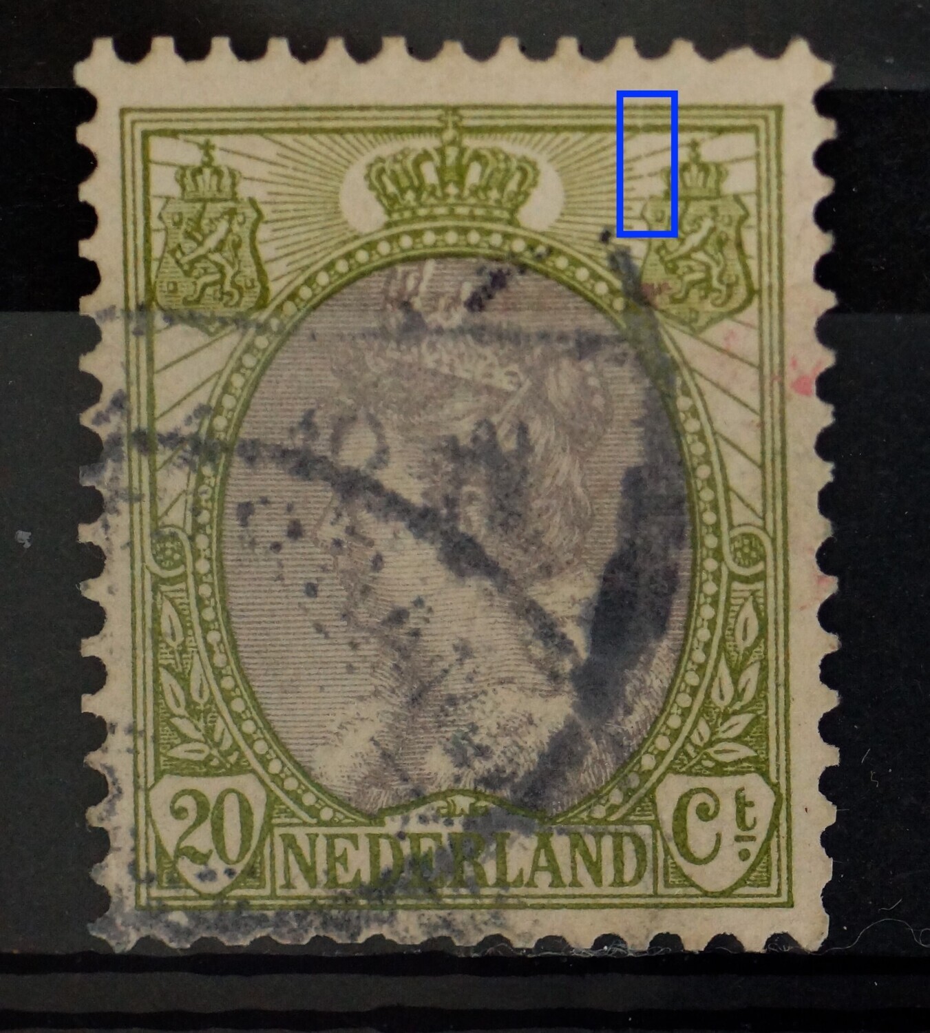 NVPH 69 - verticale witte kras rechtsboven