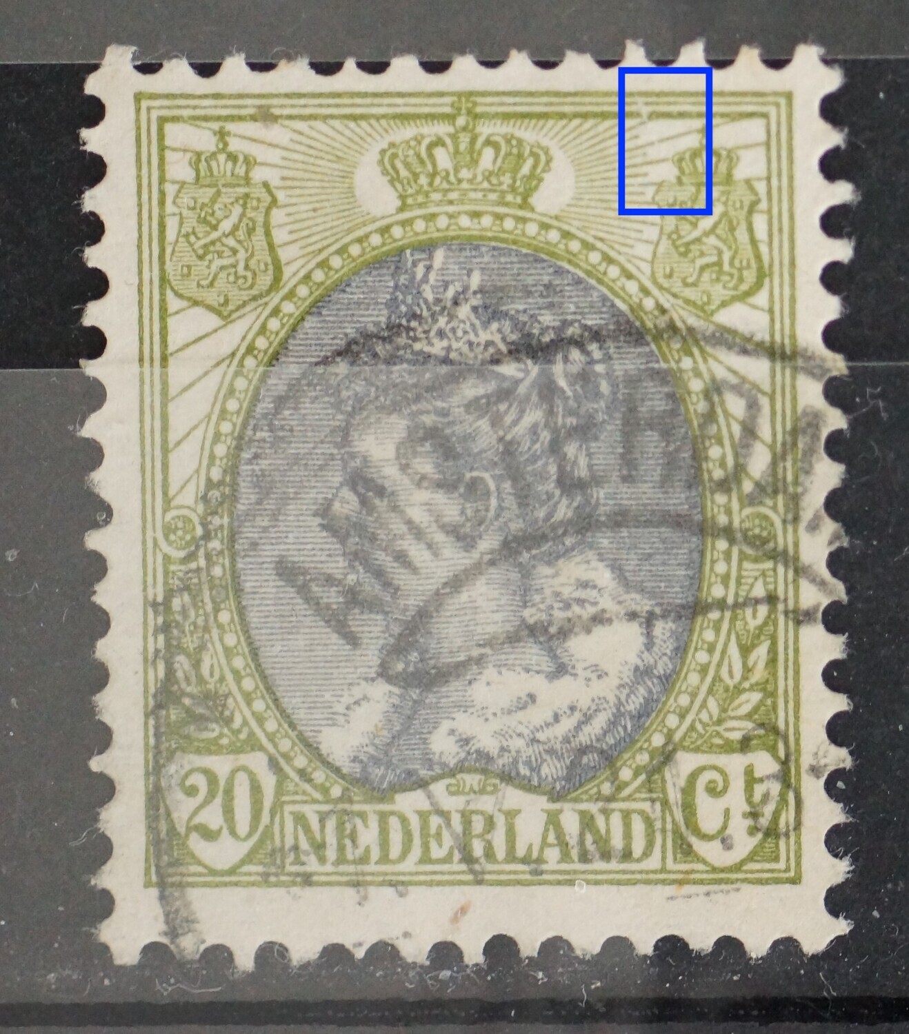 NVPH 69 - verticale witte kras rechtsboven