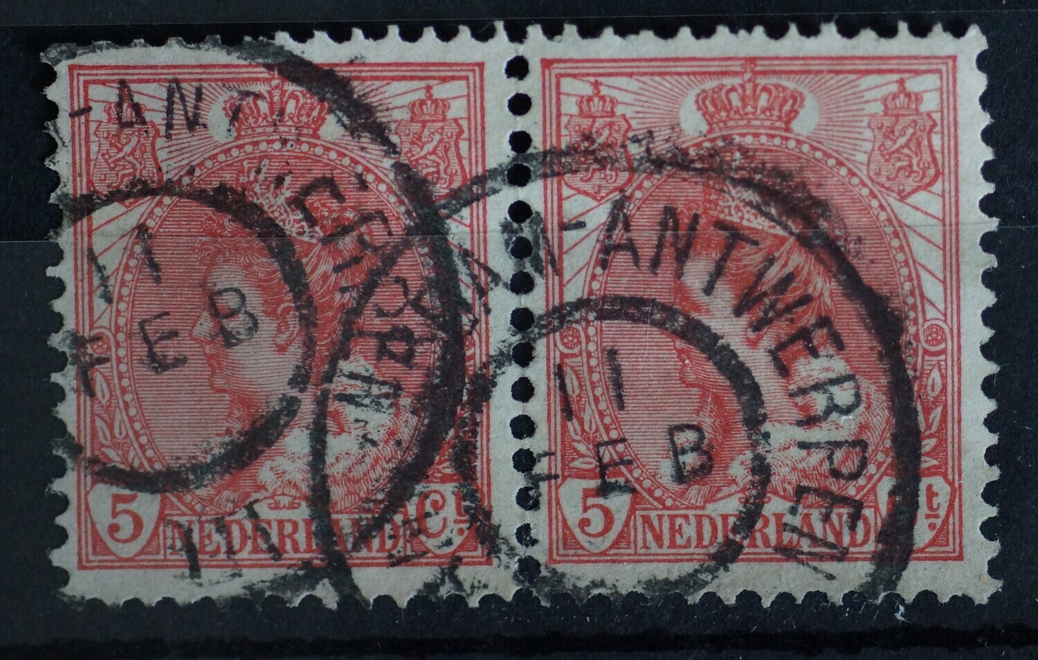 Amsterdam-Antwerpen (zonder jaartal) op NVPH 60 (paar)