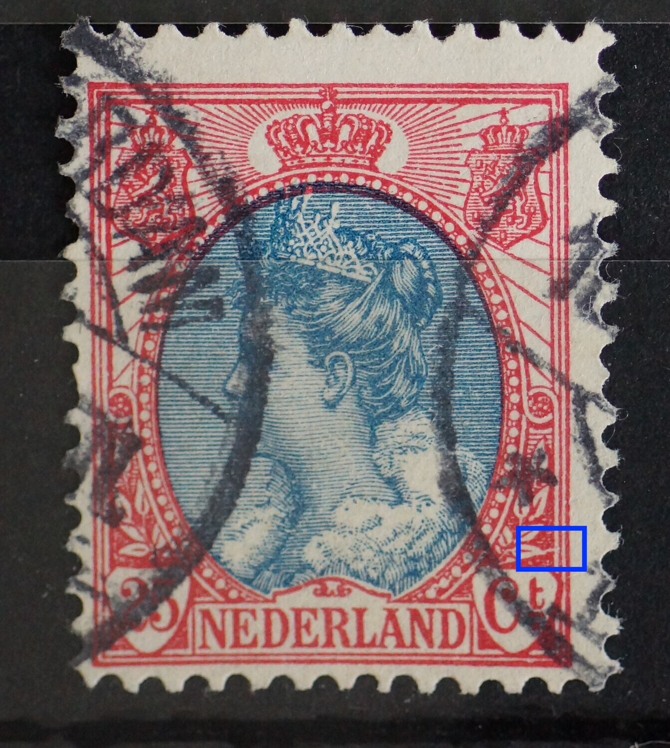 NVPH 71 - o.a. witte kras bij blad rechts