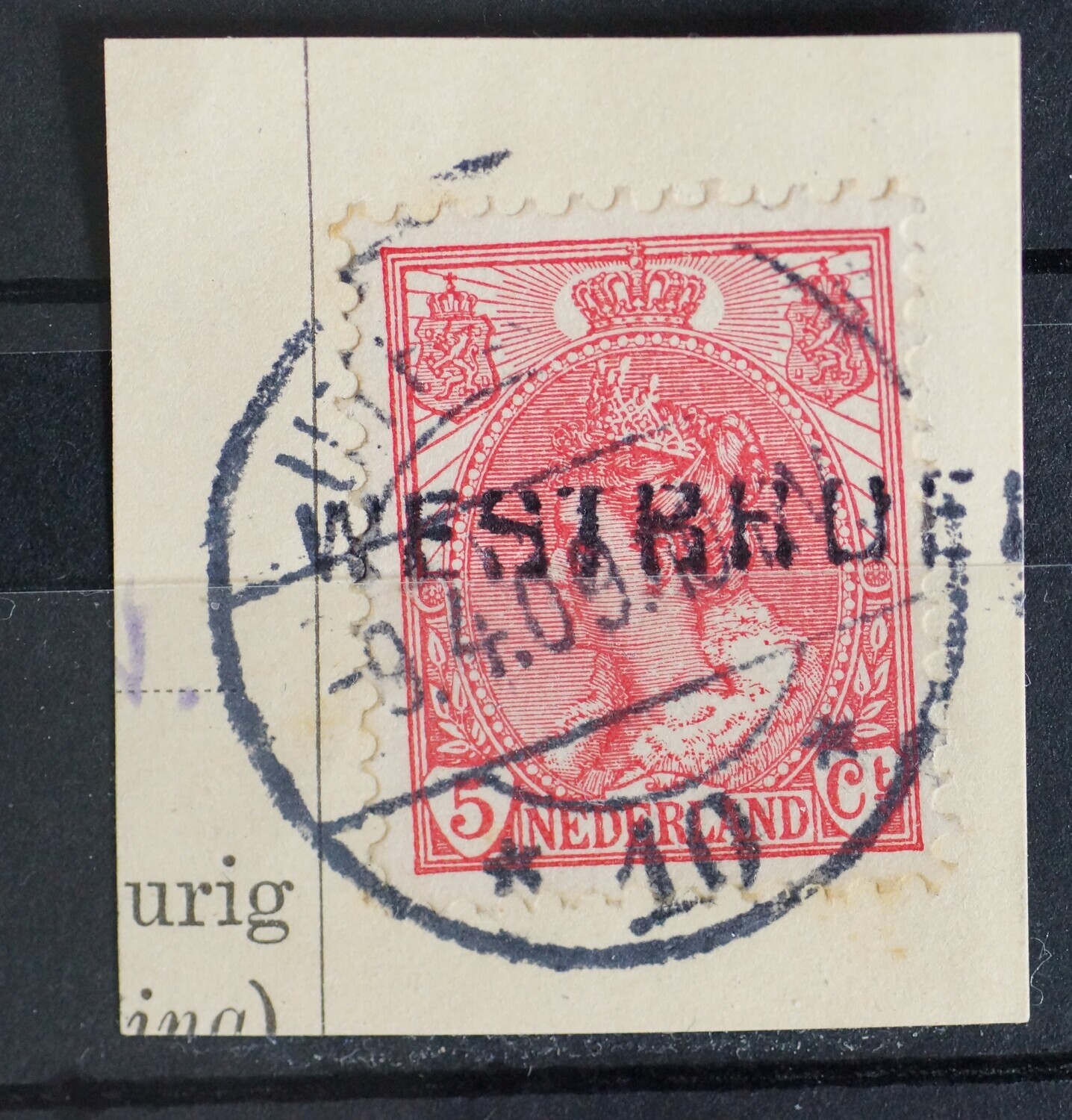 Utrecht 10 op NVPH 60, tevens kantoornaamstempel Westbroek