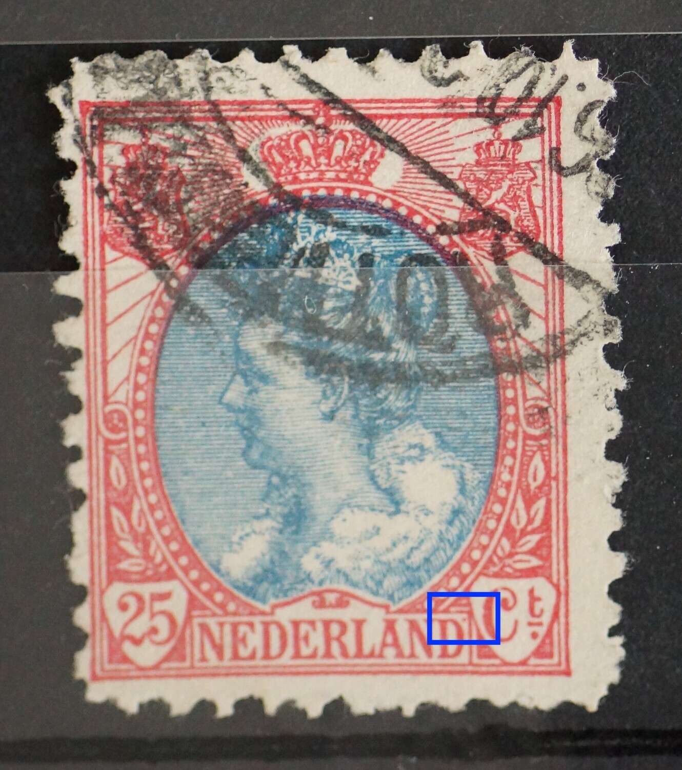 NVPH 71 - rode punt rechts van NEDERLAND