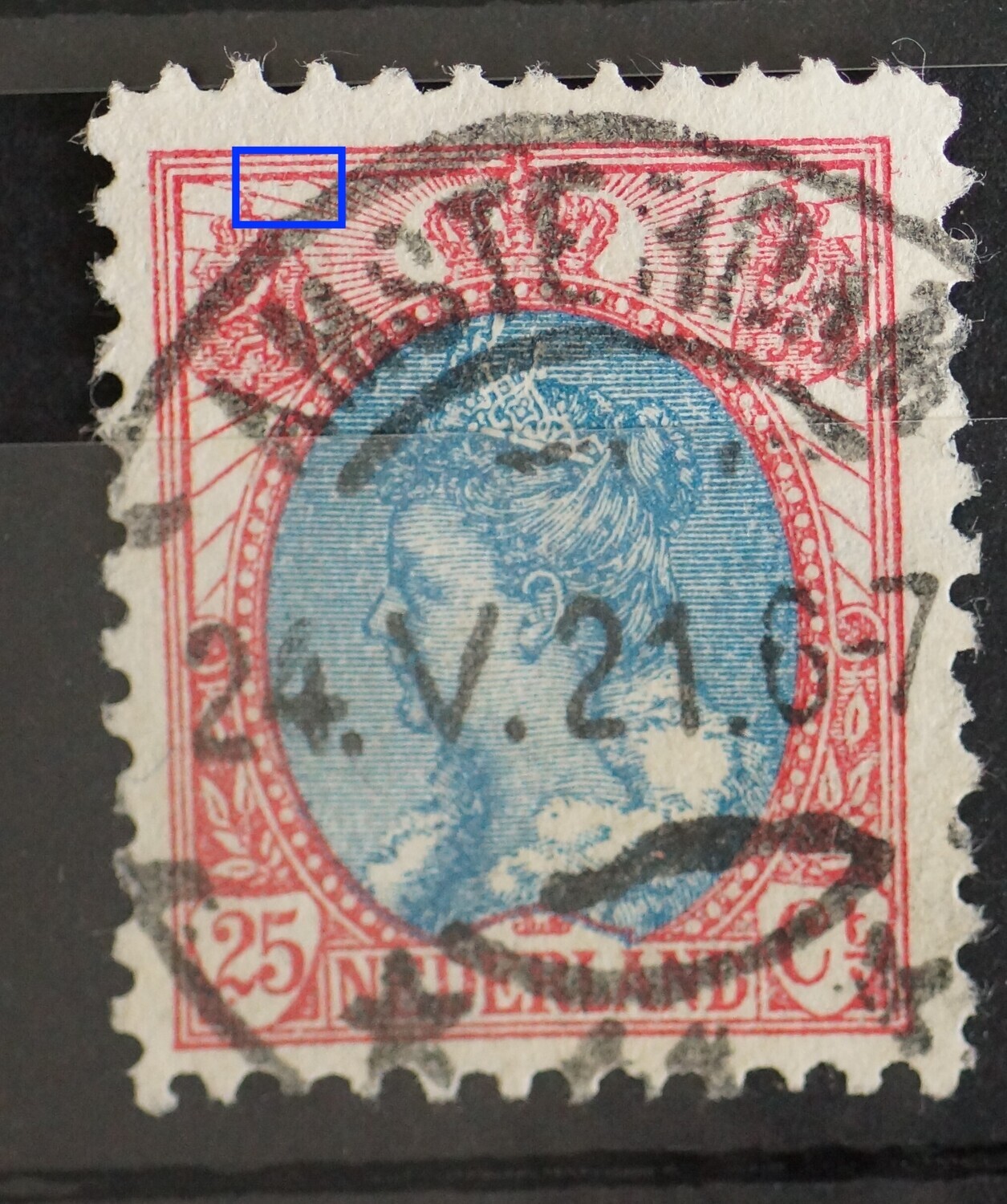 NVPH 71 - rood streepje rechts van linker wapenschild