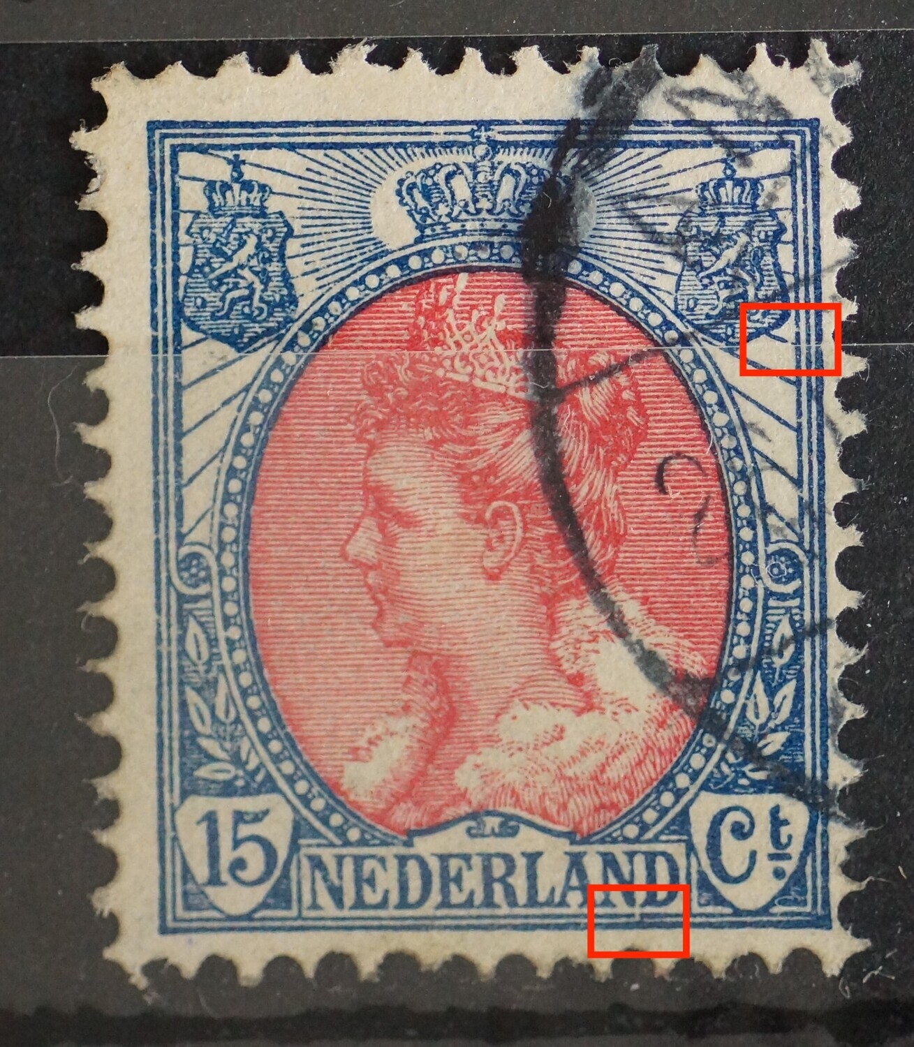 NVPH 65 - o.a. breuk in kaderlijn odner ND van NEDERLAND