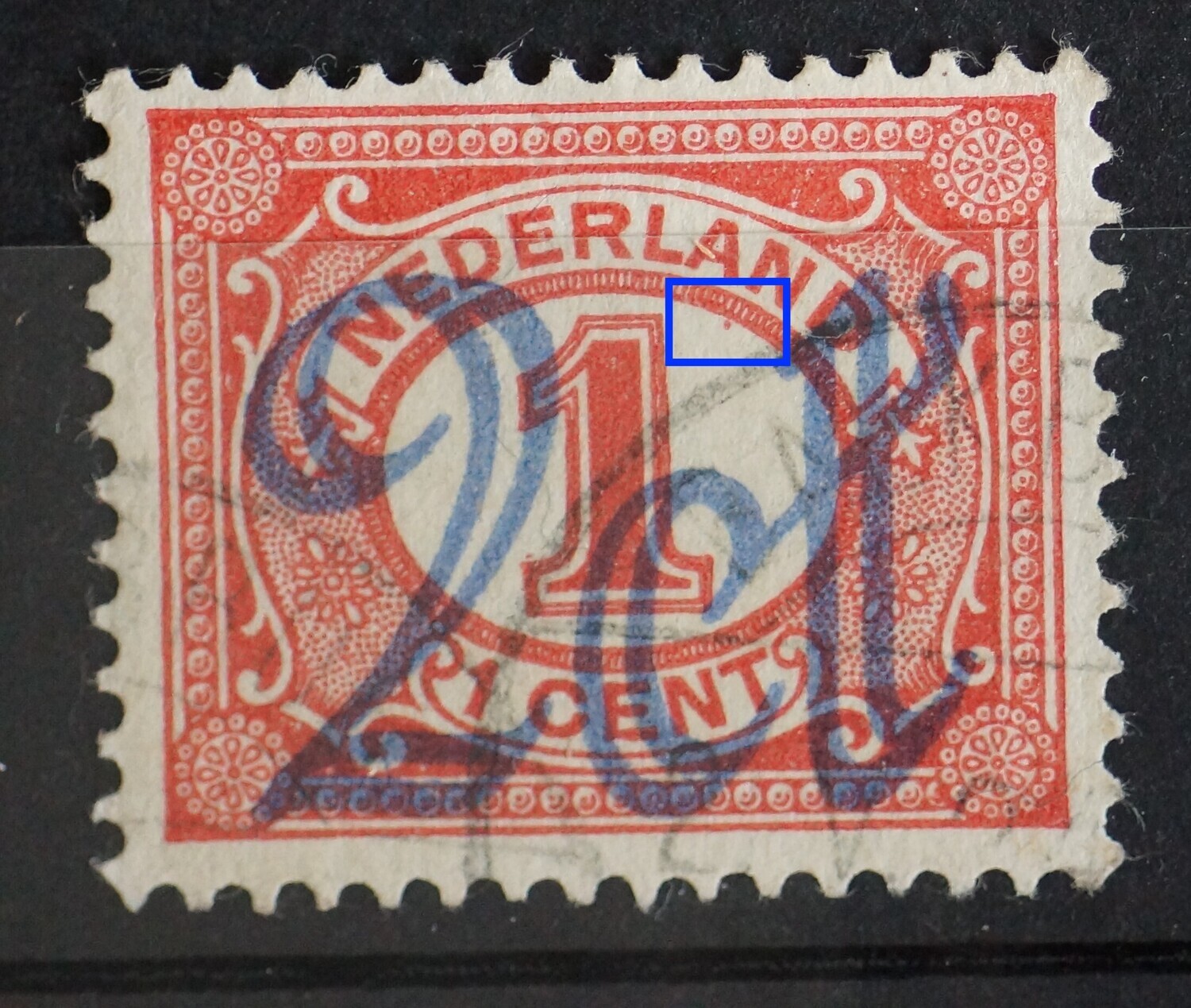 NVPH 114 - rode punt onder de A van NEDERLAND