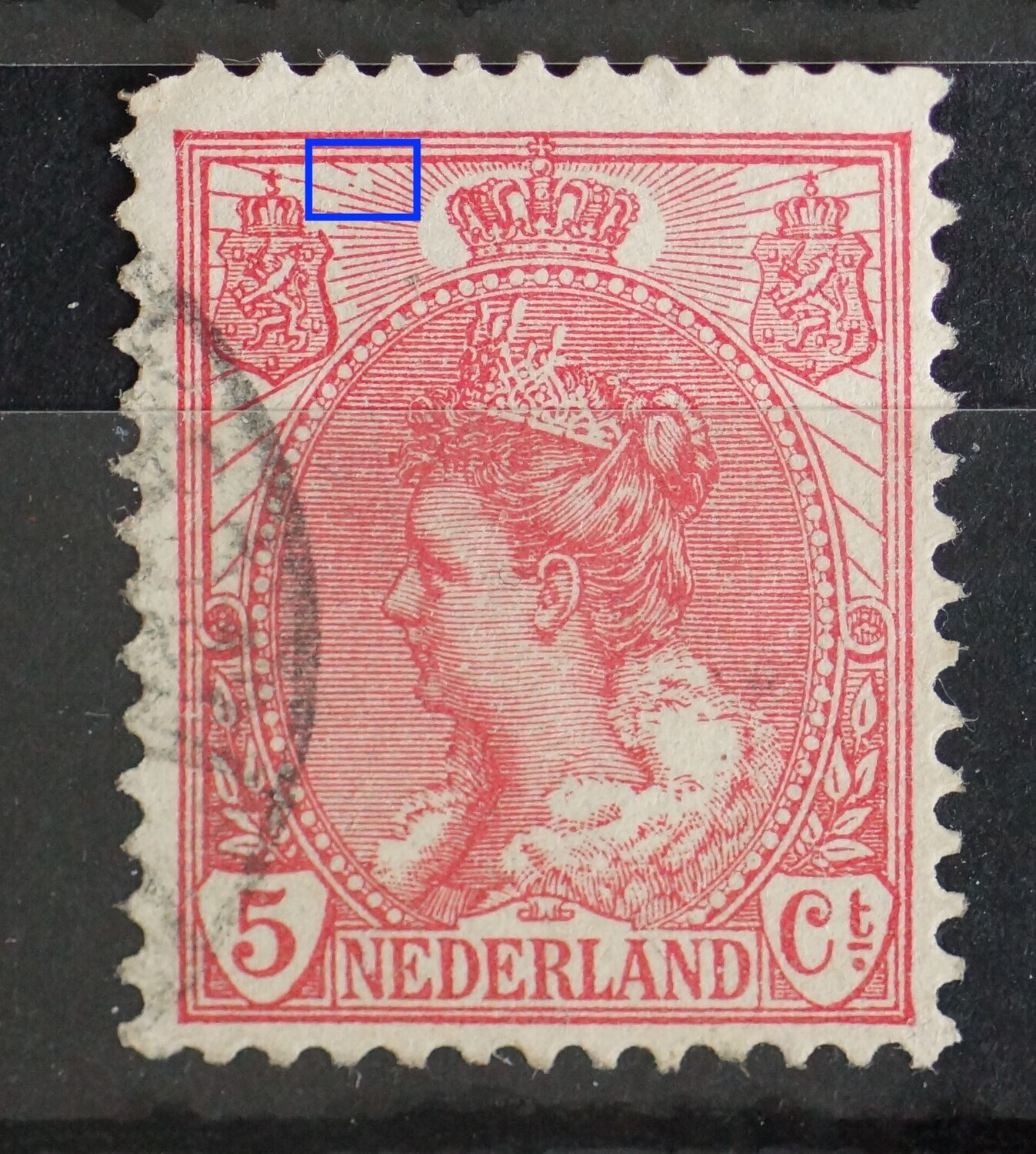 NVPH 60 - breuk in stralen links van kroon