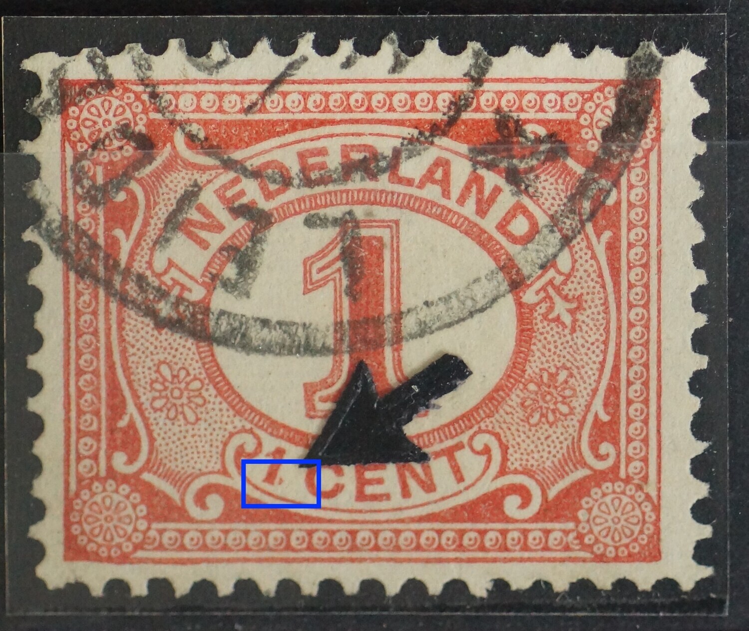 NVPH 51 - rode punt rechts achter de kleine 1