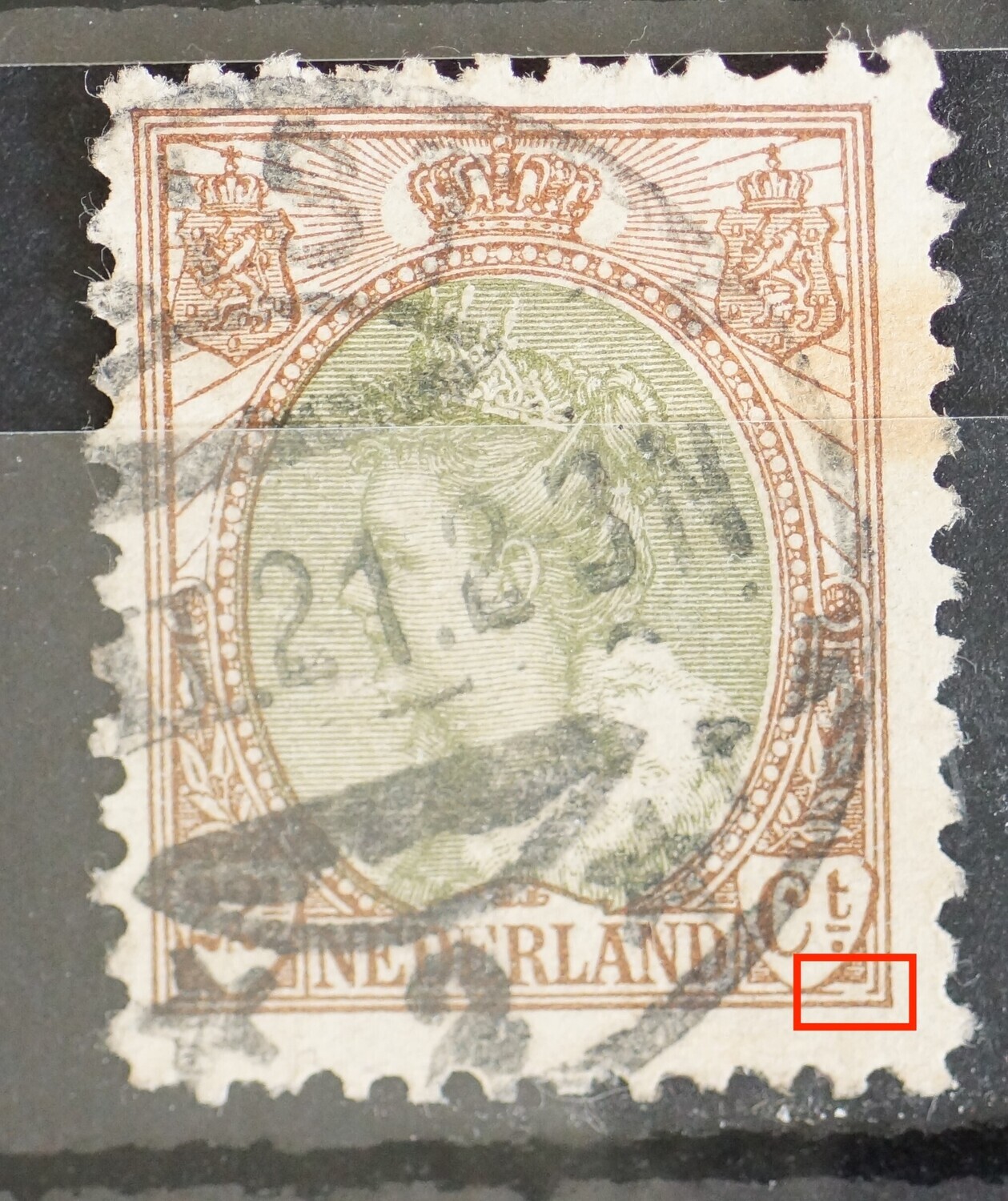 NVPH 70 - breuk in kaderlijn onder, rechts NVPH 70 - breuk in kaderlijn onder, rechts