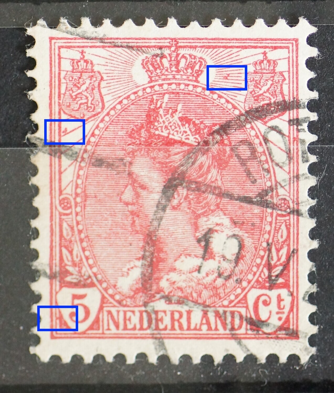 NVPH 60 - rode vlekken op diverse plaatsen