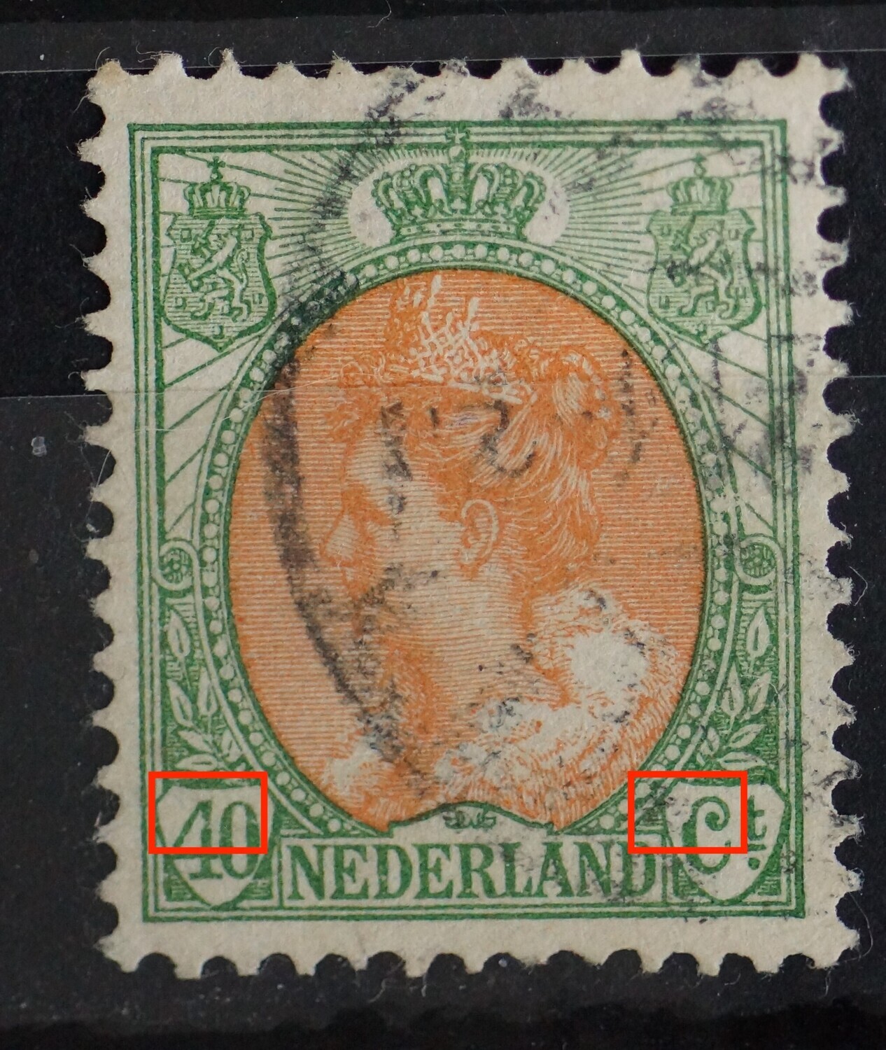 NVPH 73 - o.a. witte vlek / hap uit de C van Ct.