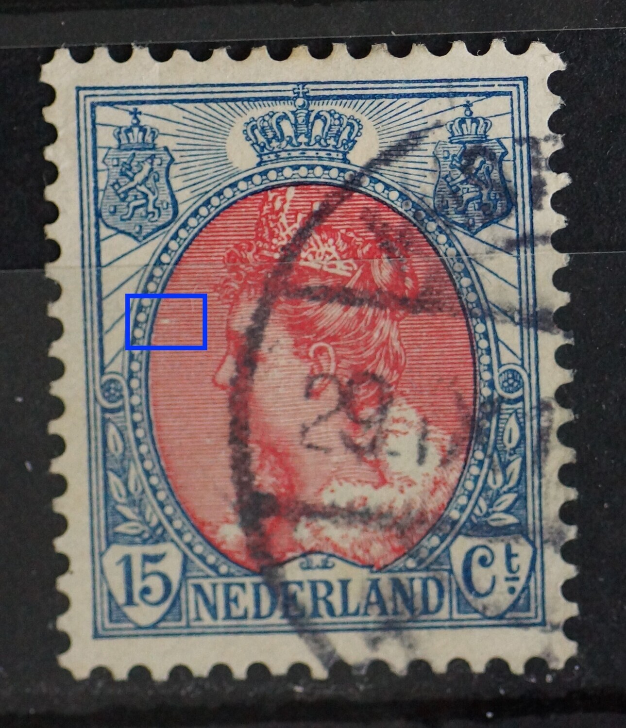 NVPH 65 - o.a. breuk in arcering links