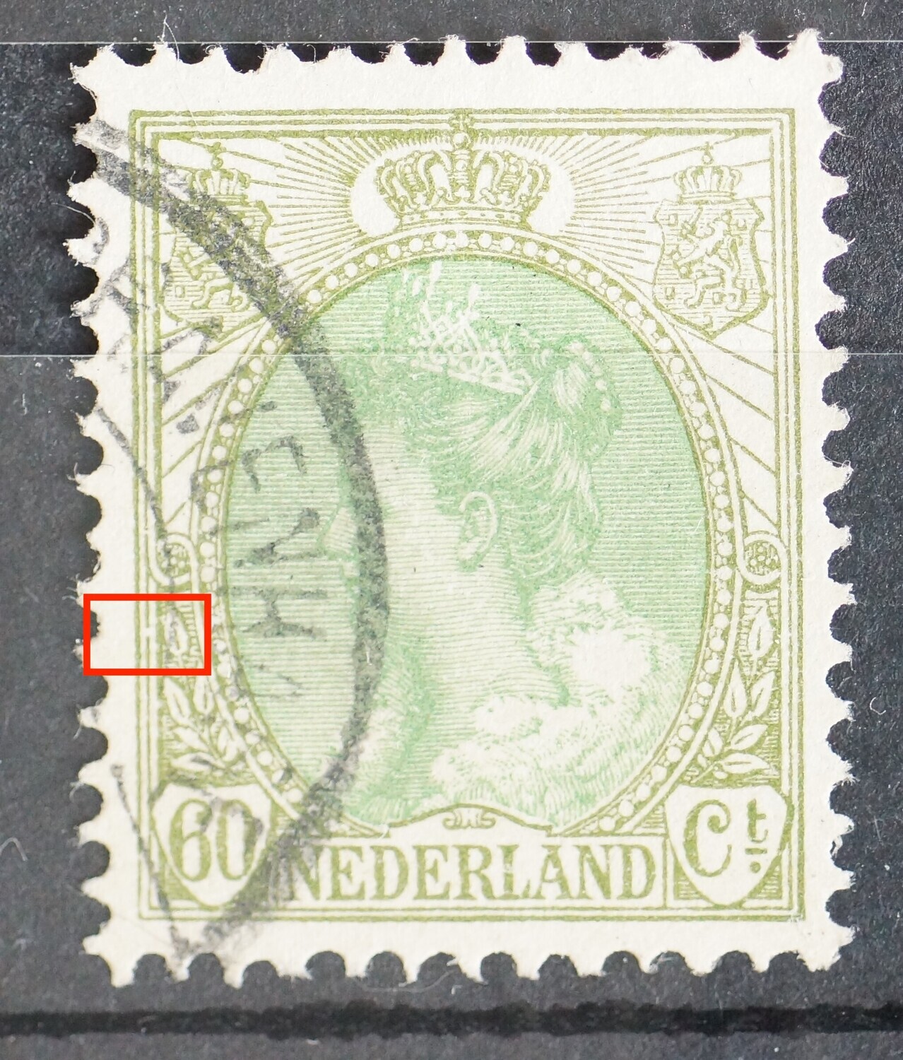 NVPH 76 - breuk in kaderlijn links NVPH 76 - breuk in kaderlijn links