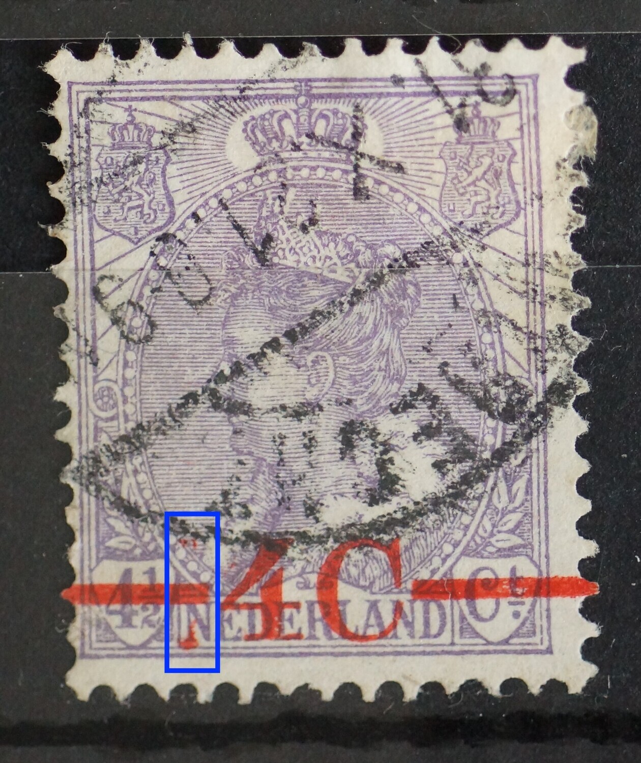 NVPH 106 - extra rode vlekken links van de 4 NVPH 106 - extra rode vlekken links van de 4