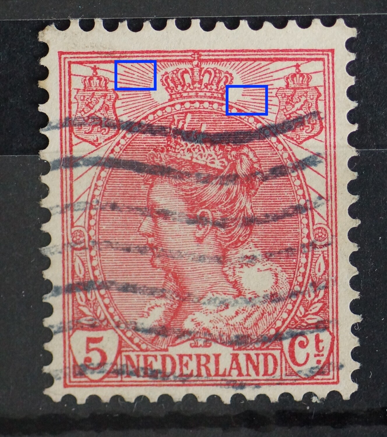 NVPH 60 - o.a. ontbrekend stuk straal rechts van kroon