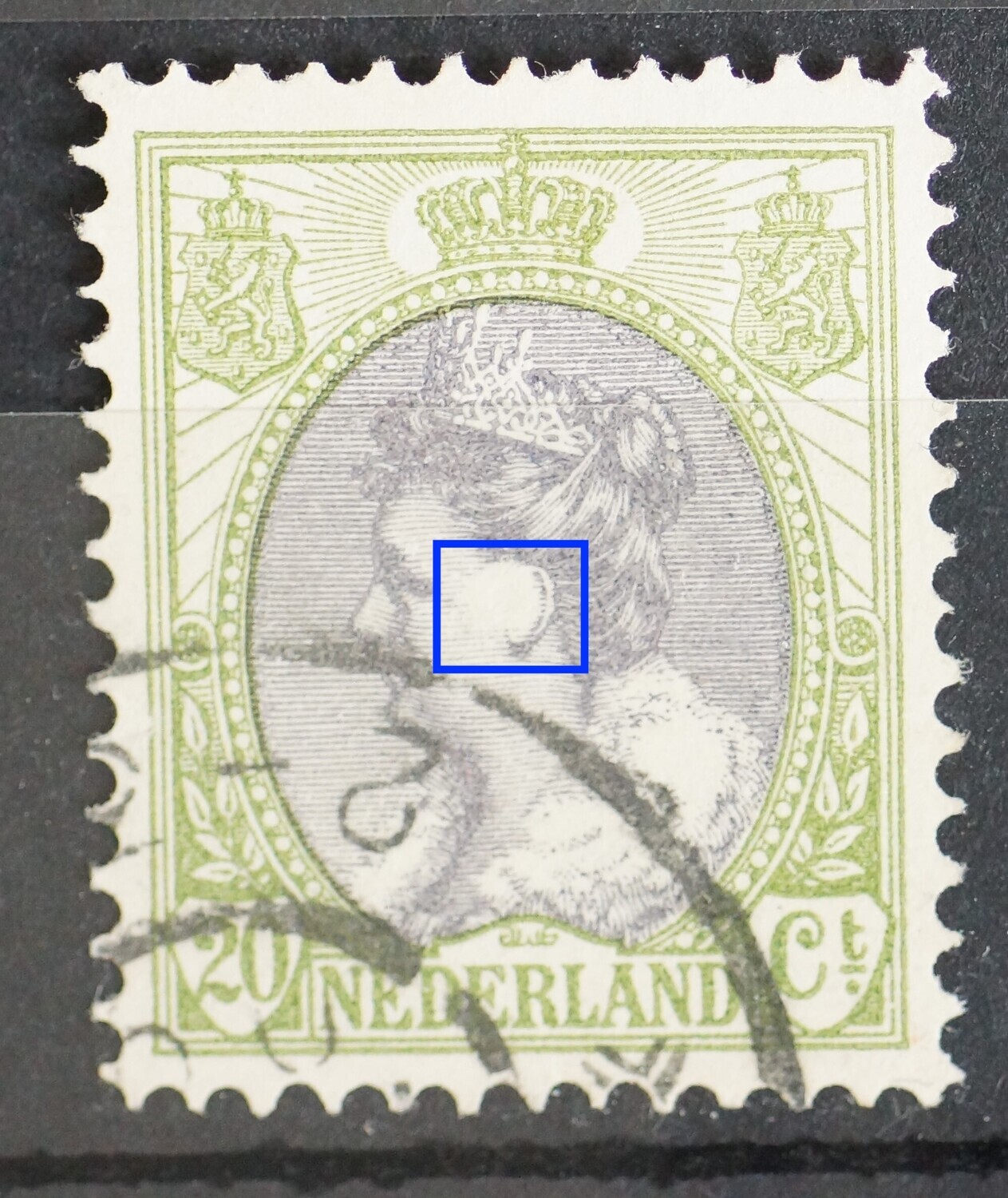 NVPH 69 - grote witte vlek in het gezicht