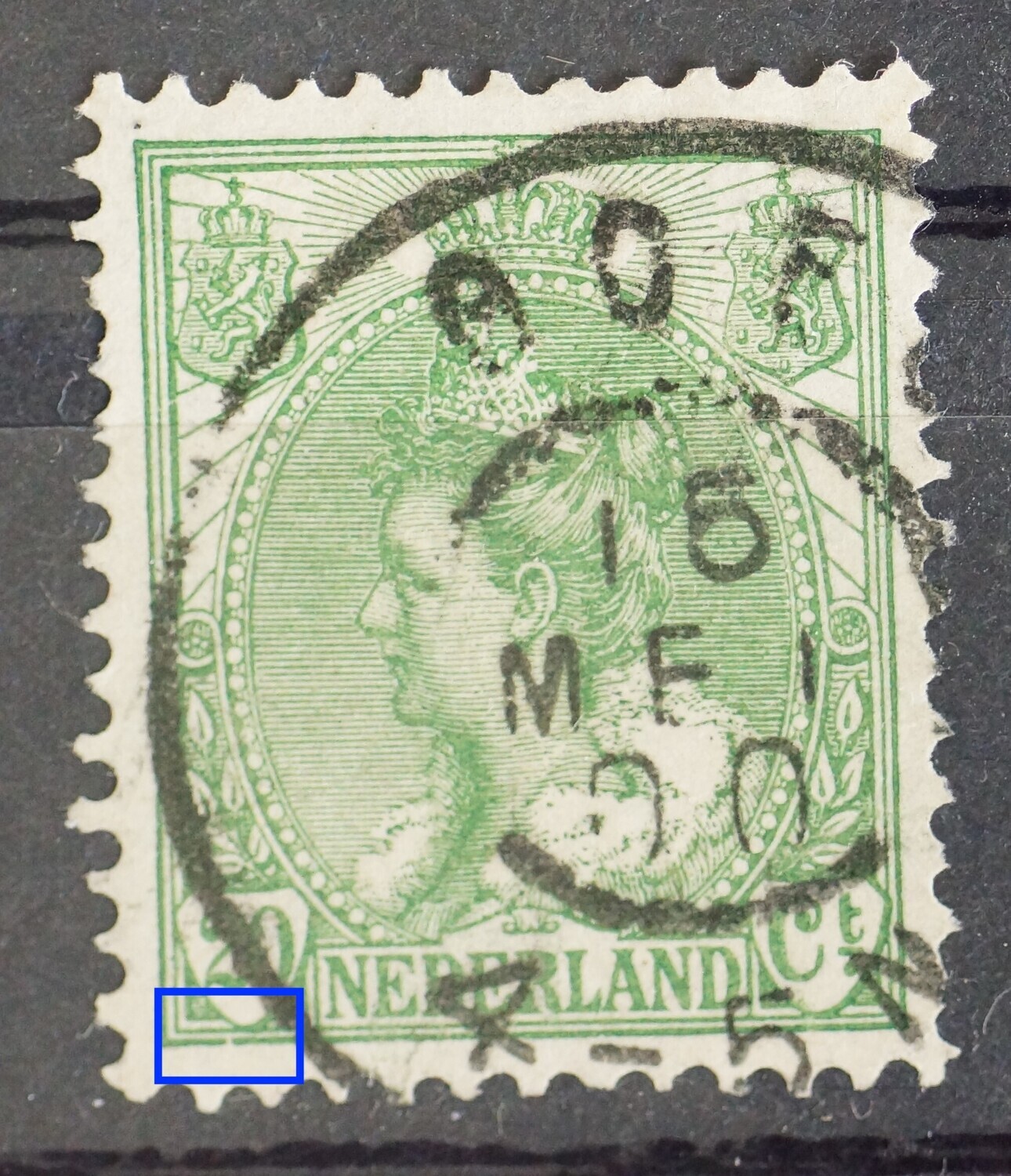 NVPH 68 - breuk in kaderlijn onder 20