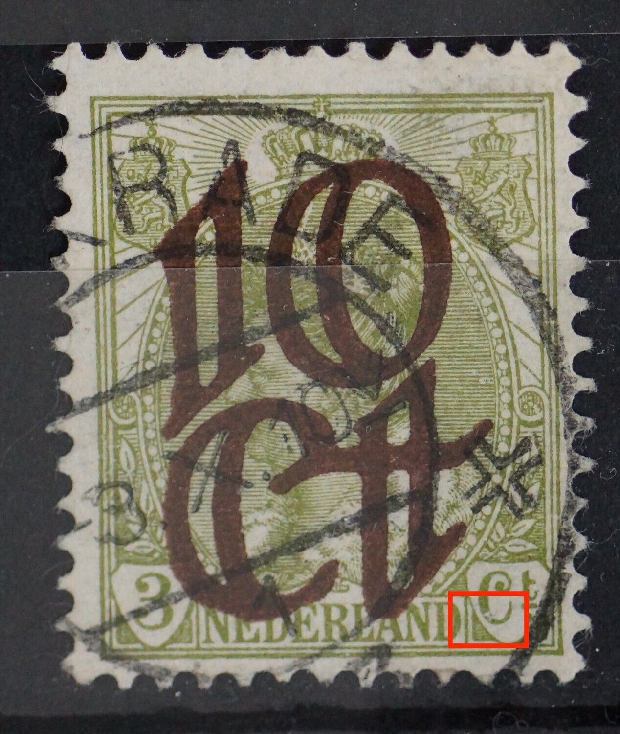 NVPH 116 - witte vlek/beschadiging onderin de C van Ct.