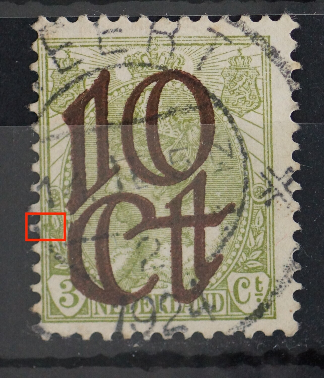 NVPH 116 - groene vlek bij bovenste blad links