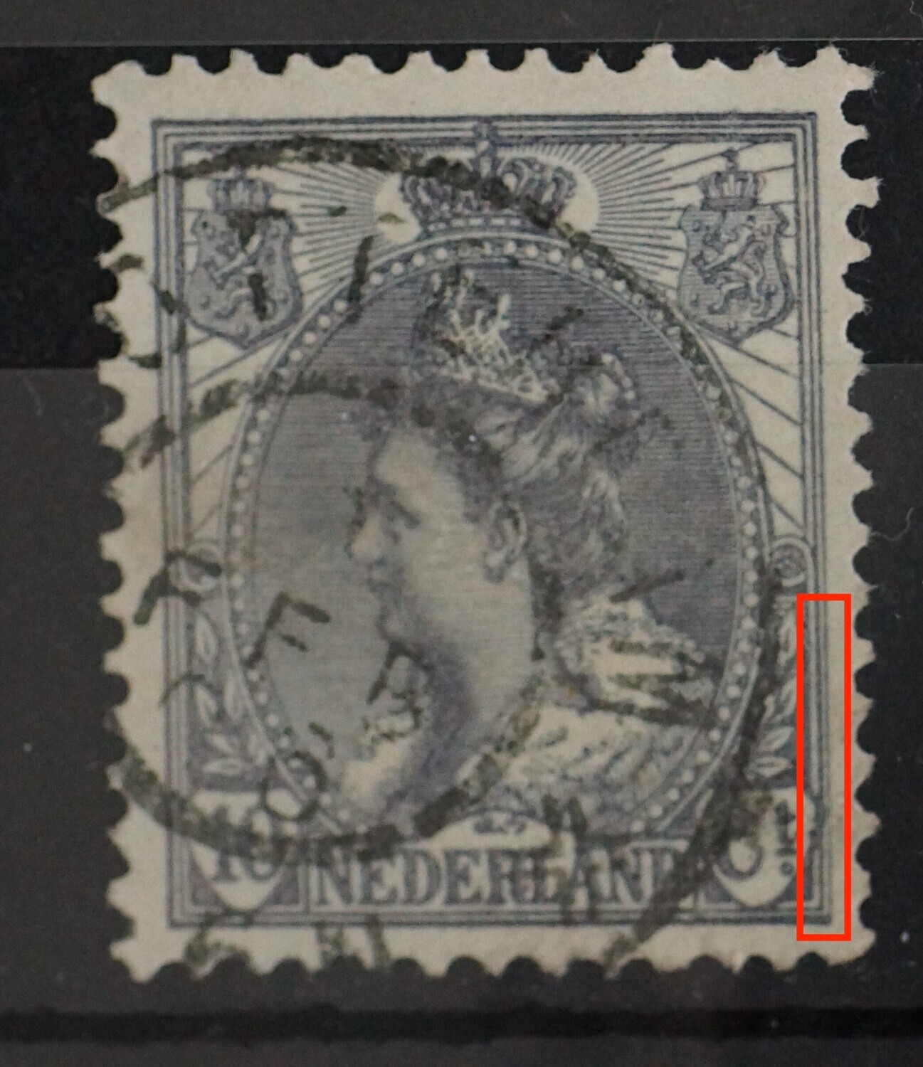 NVPH 62 - dunner wordende kaderlijn rechts