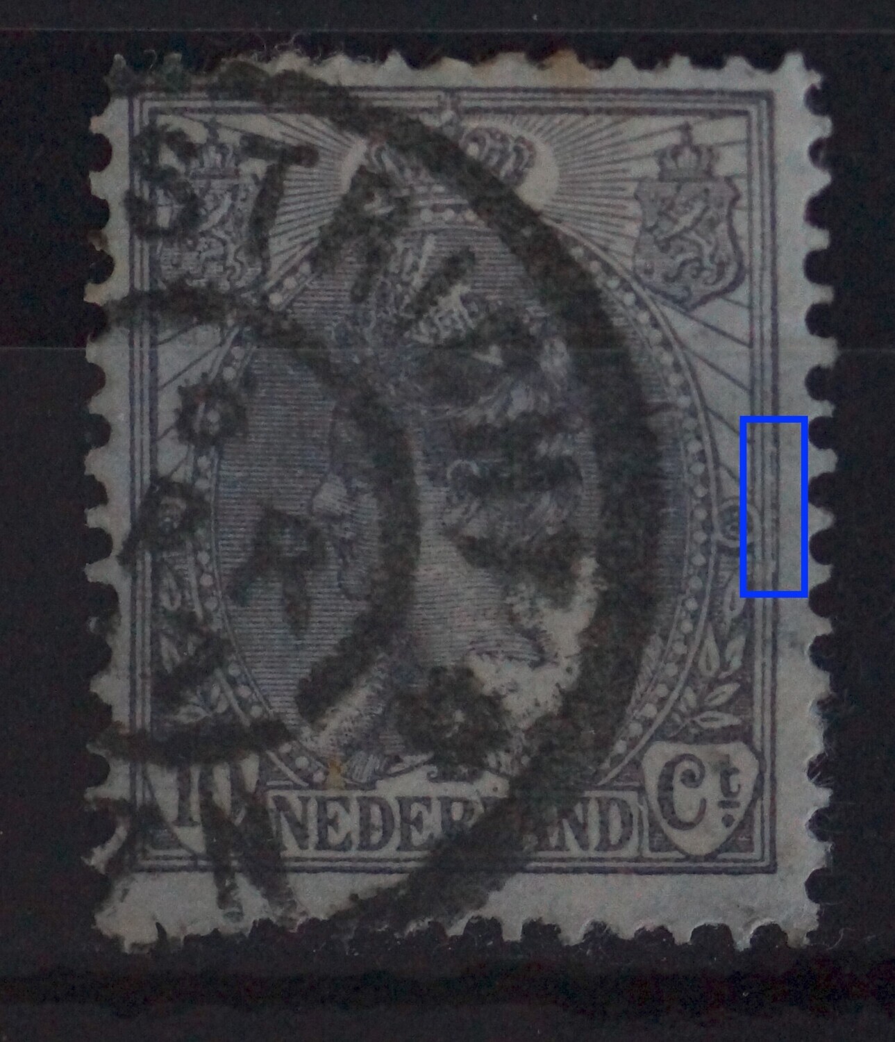 NVPH 62 - gespleten kaderlijn rechts