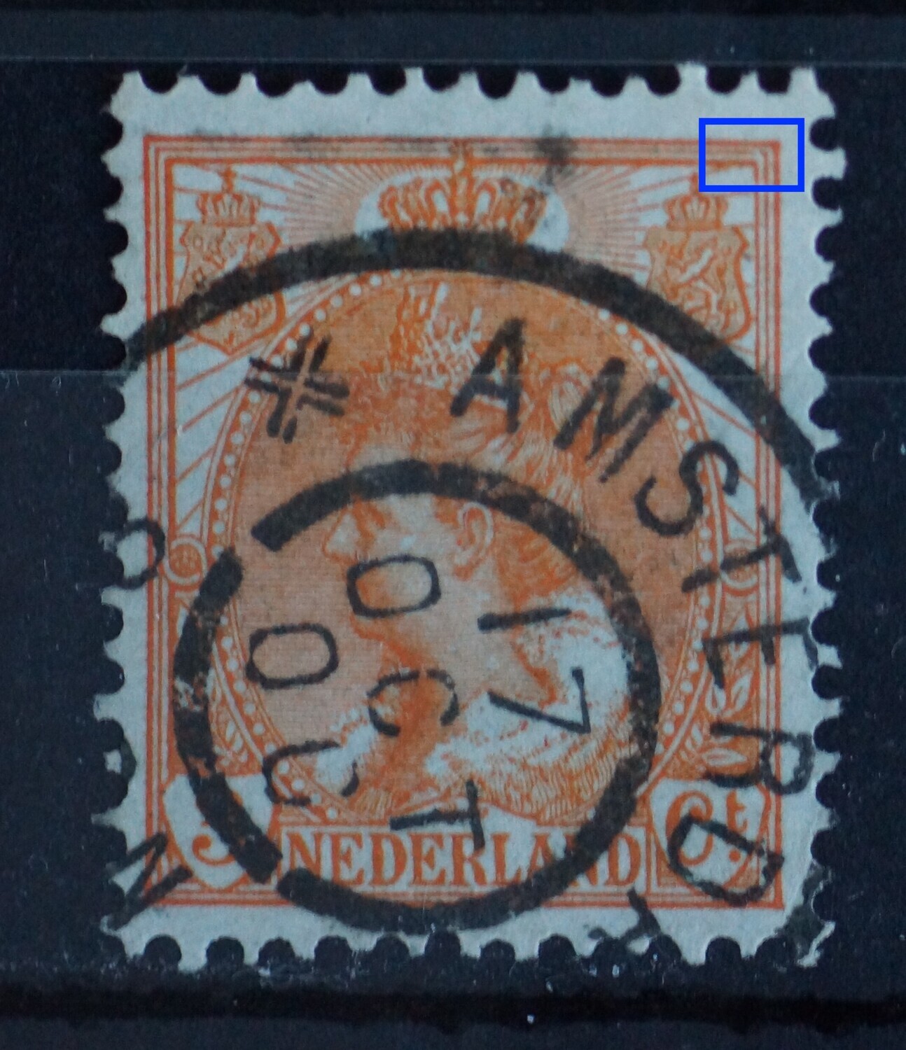 NVPH 56 - breuk in kaderlijn boven, rechts