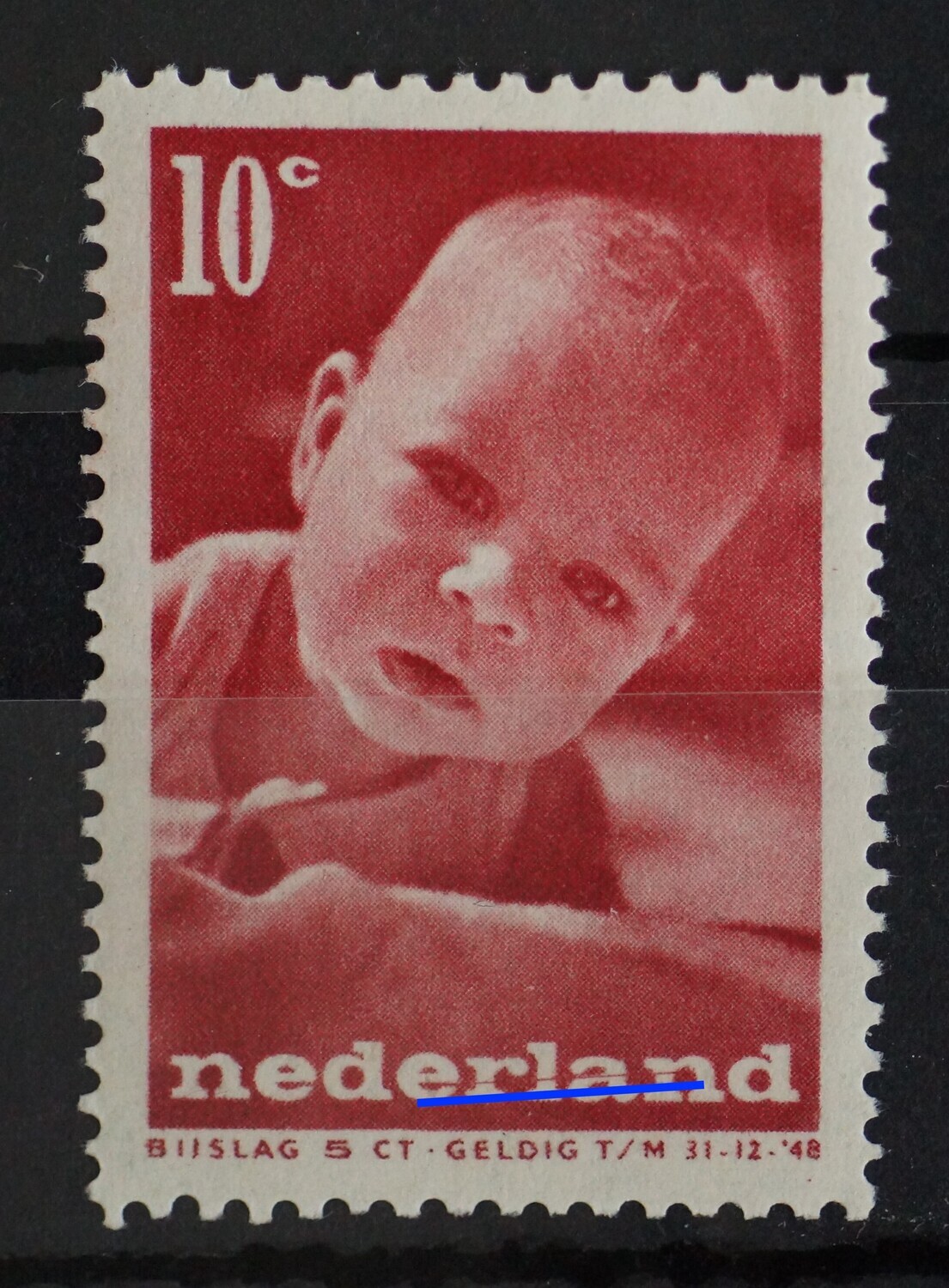NVPH 498 - bruine lijn door ERLAN van NEDERLAND - 498 PM1