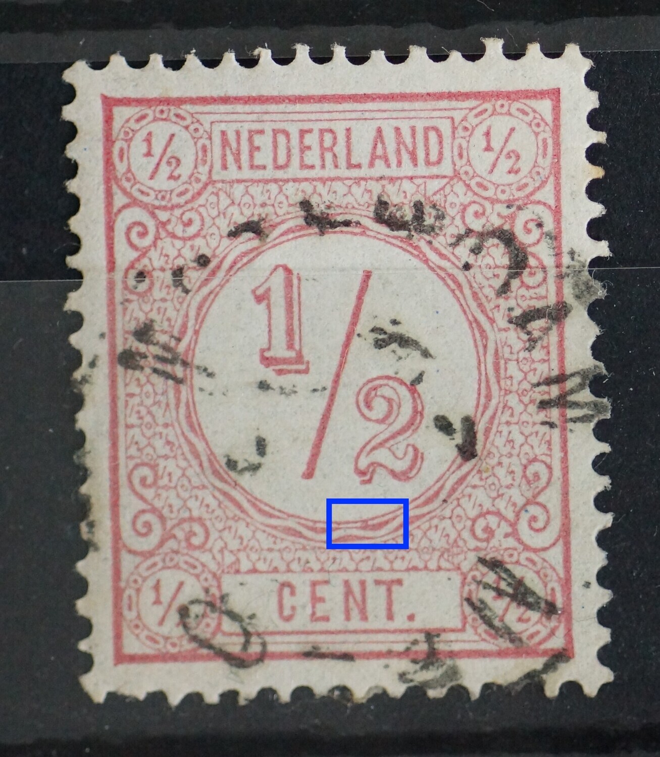 NVPH 30 - rose vlek in rand medaillon onder