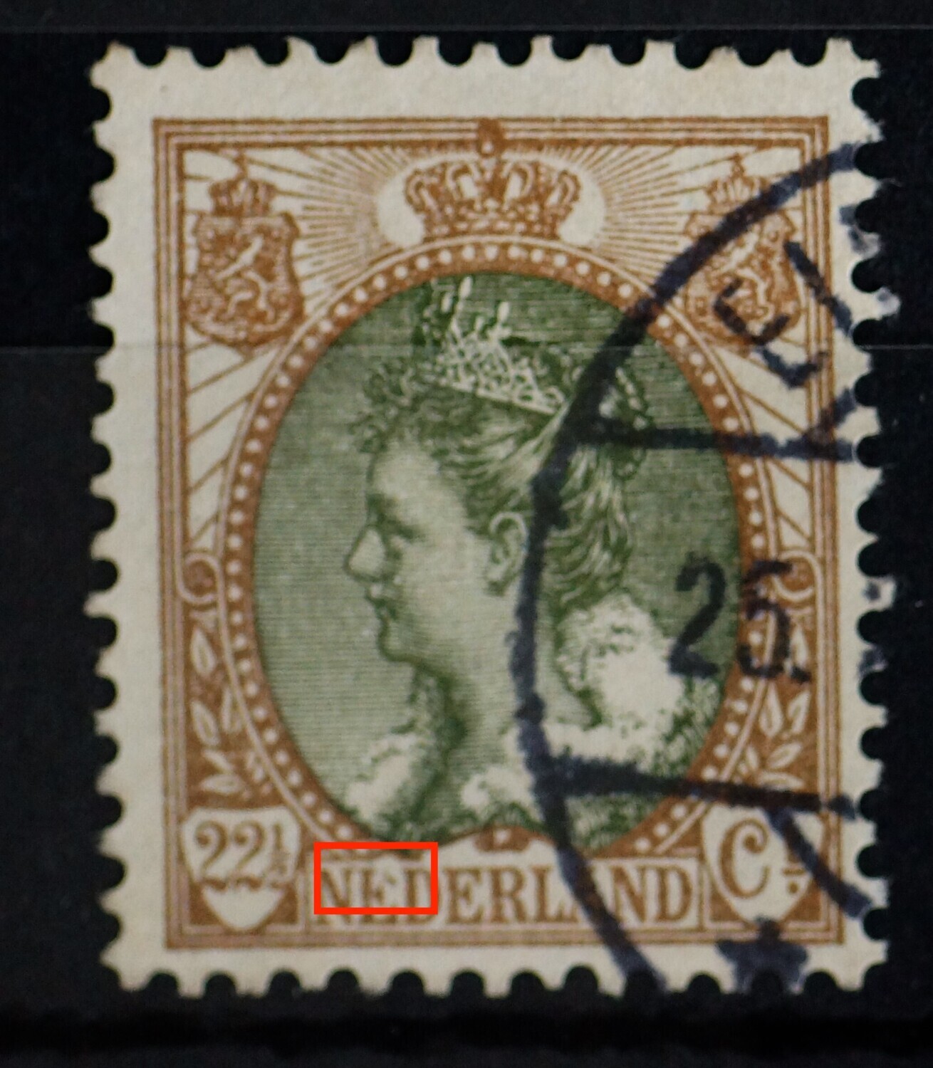 NVPH 70 - beschadigde bovenzijde 1e E van NEDERLAND NVPH 70 - beschadigde bovenzijde 1e E van NEDERLAND