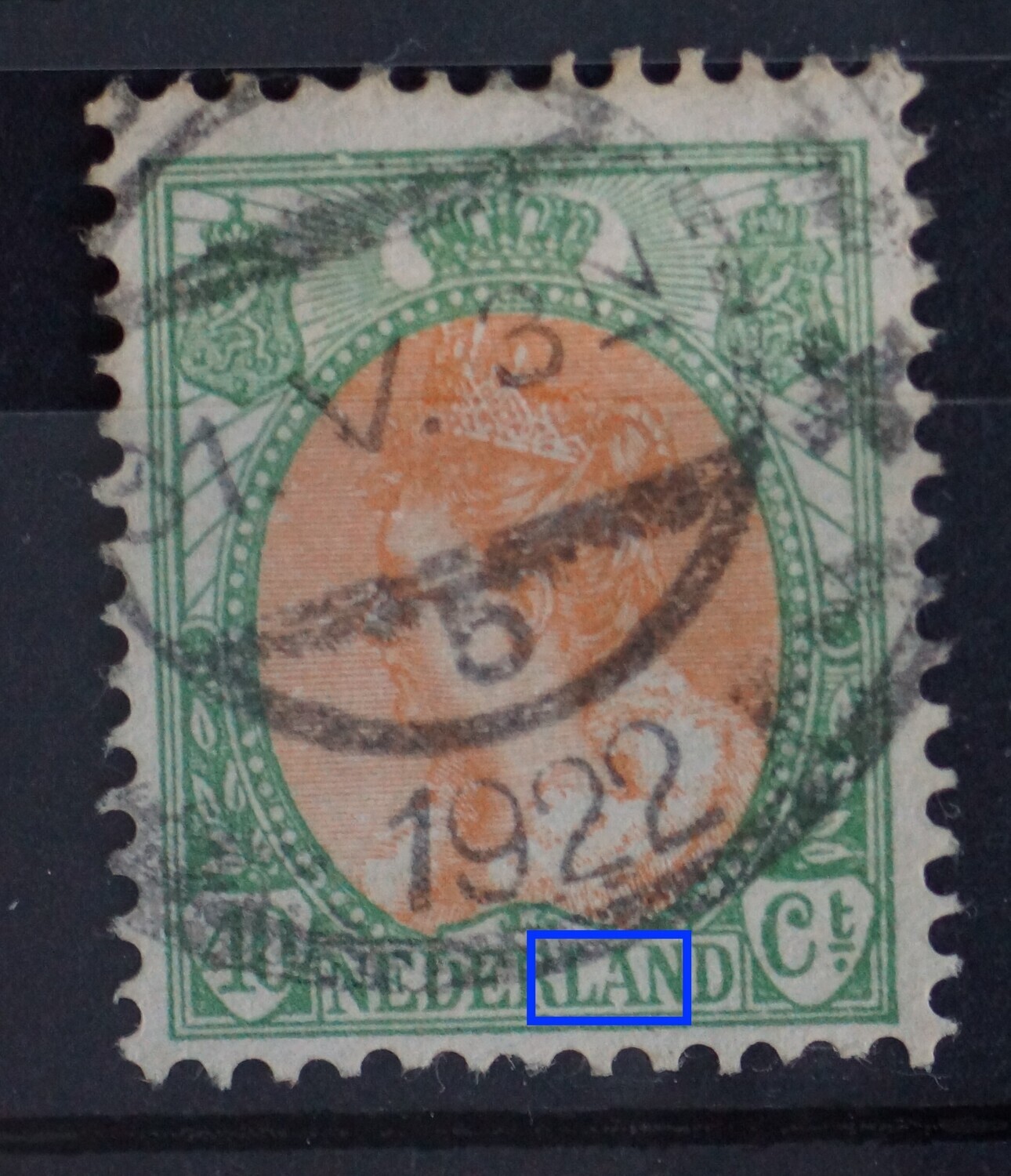 NVPH 73 - witte vlek in de A van NEDERLAND