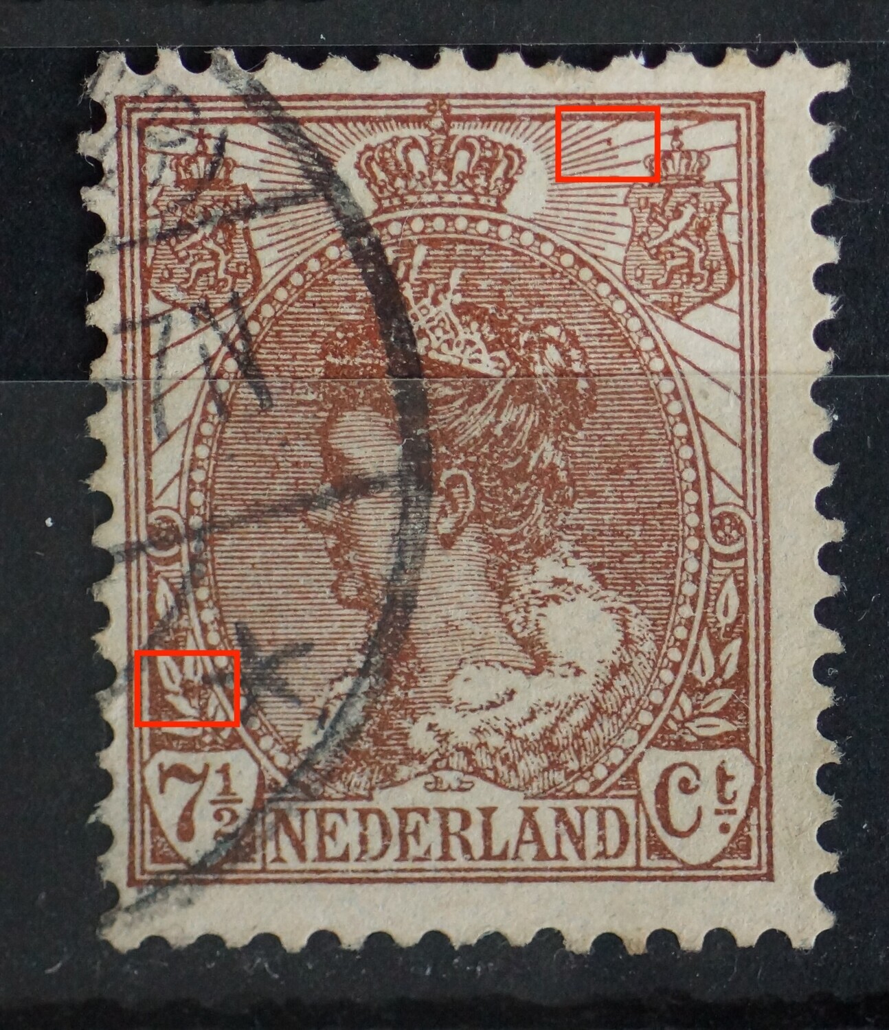 NVPH 61 - o.a. bruine vlek in bladeren links