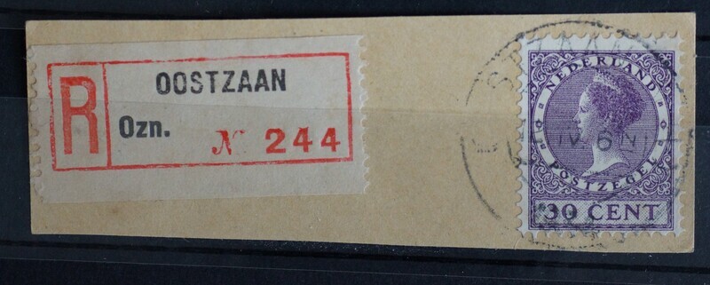Aantekenstrookje Oostzaan met NVPH 194