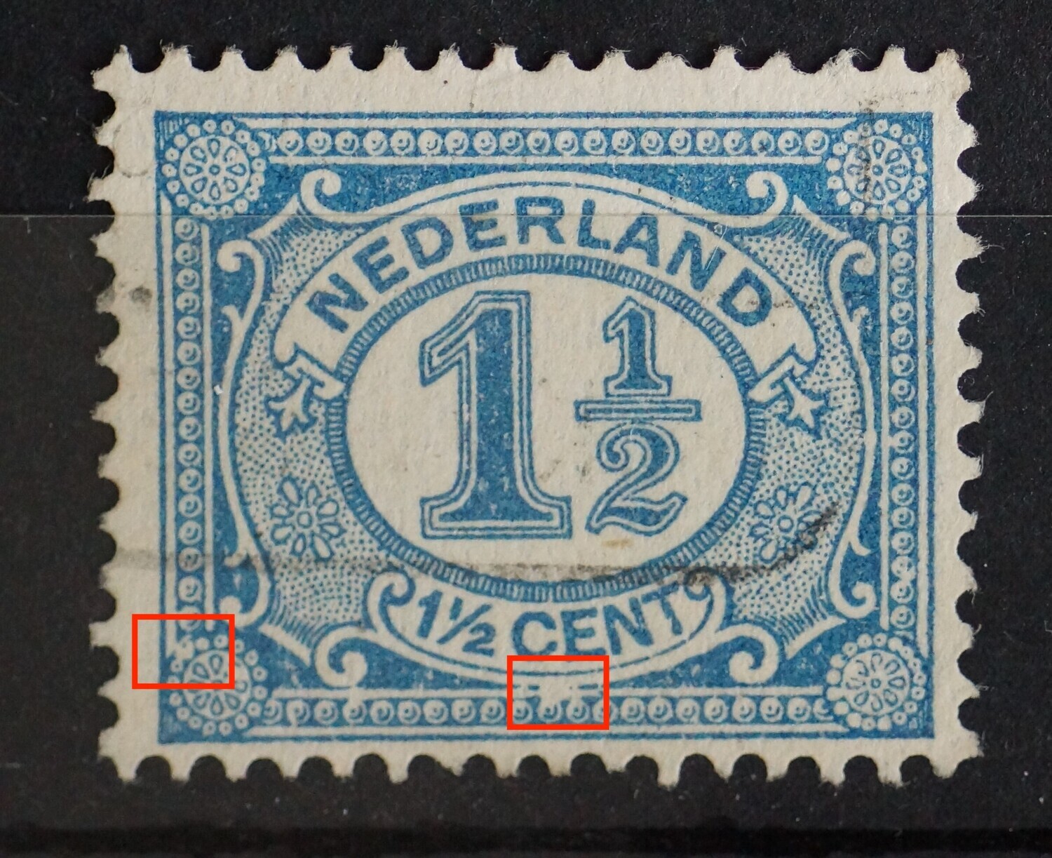 NVPH 53 - o.a. witte vlek onder CE van CENT