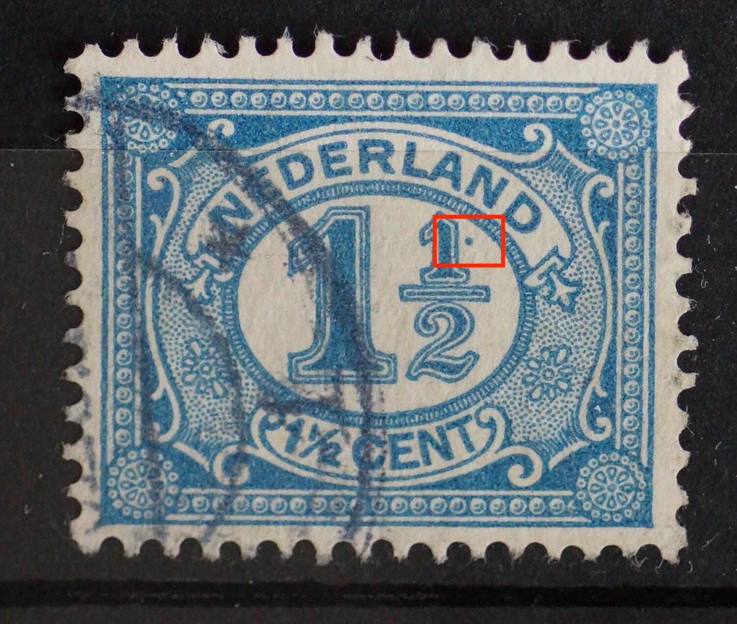 NVPH 53 - blauwe punt achter de kleine 1