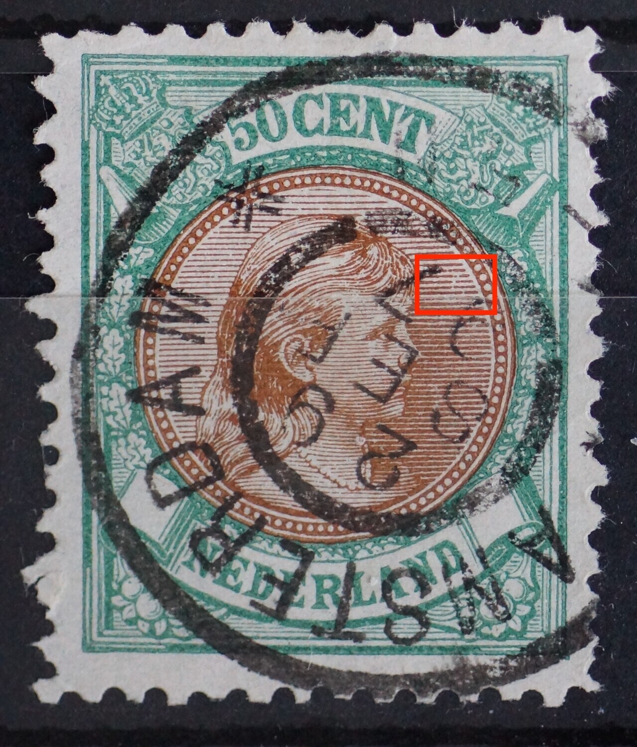 NVPH 45 - o.a. breuk in arcering rechts