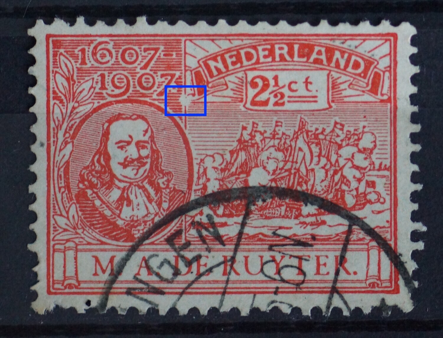 NVPH 89 - grote witte vlek links onder aan de banier (89 P1) NVPH 89 - grote witte vlek links onder aan de banier (89 P1)