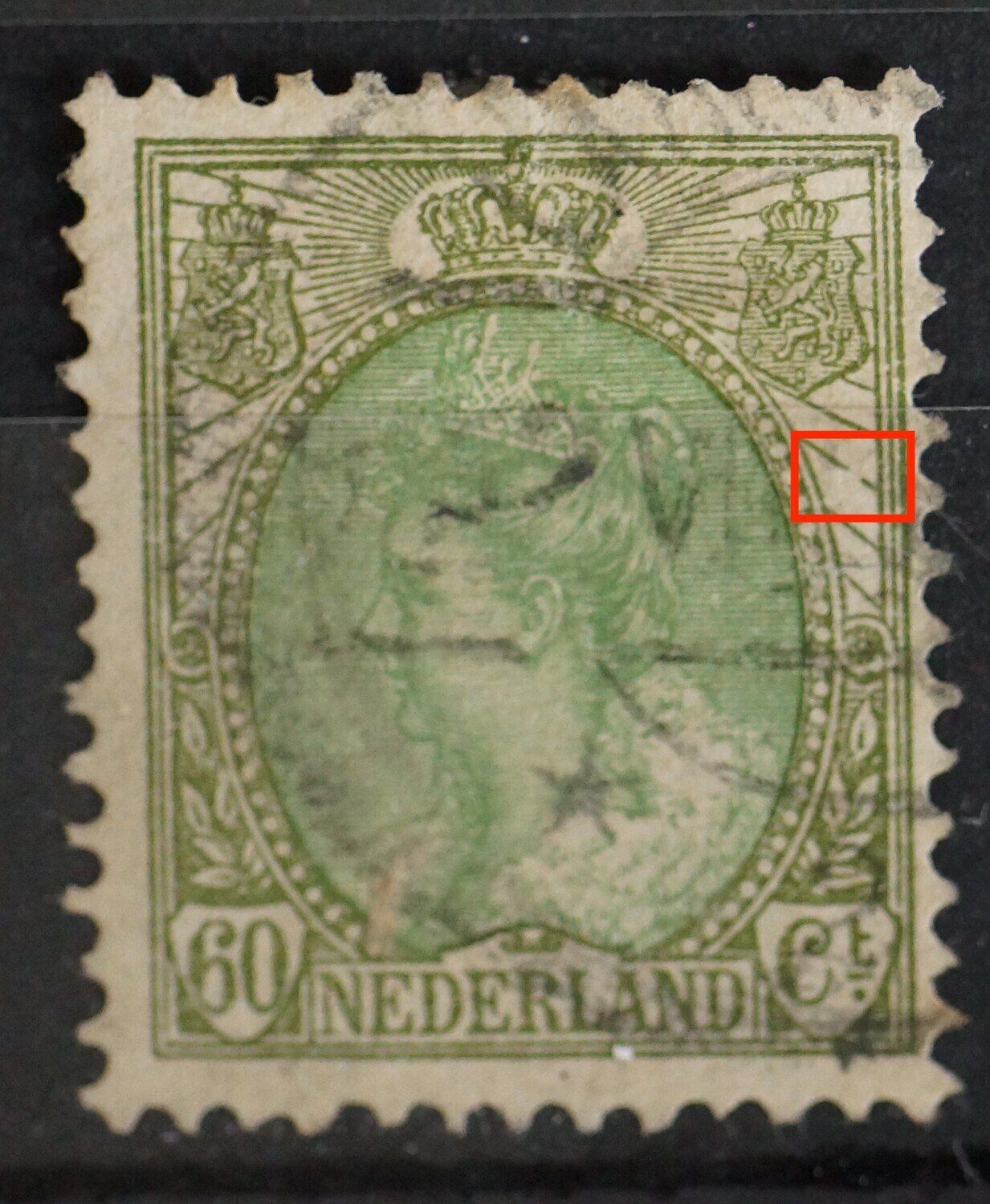 NVPH 76 - breuk in straal rechts