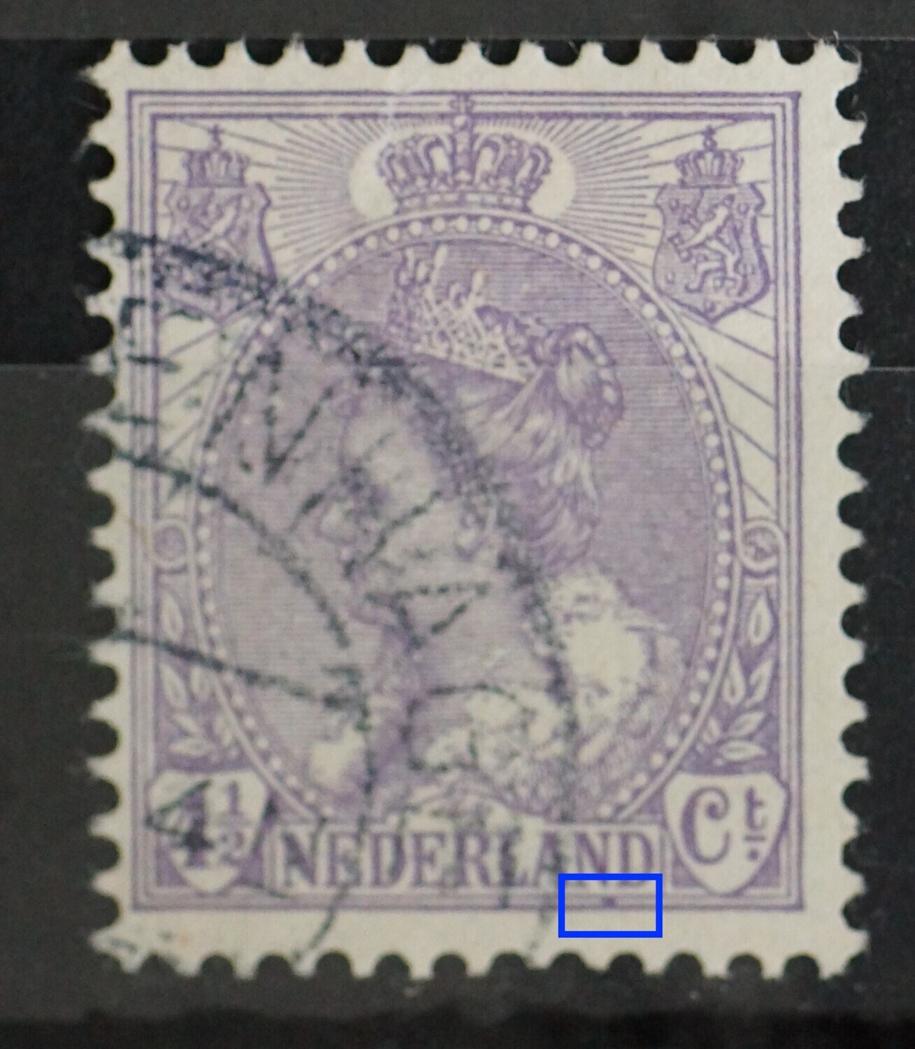 NVPH 59 - violette vlek onder ND van NEDERLAND