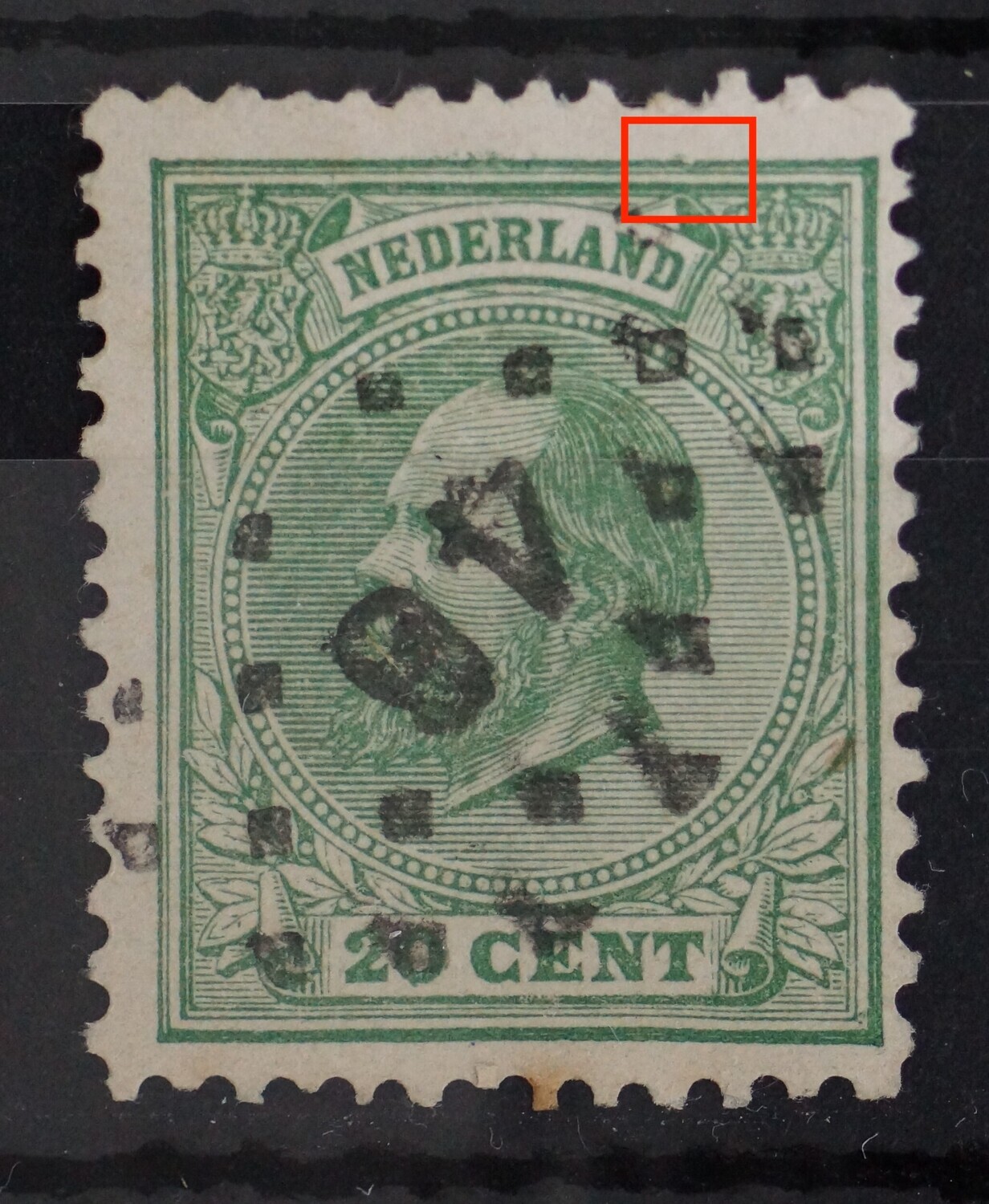NVPH 24 - deuk in kaderlijn boven, rechts