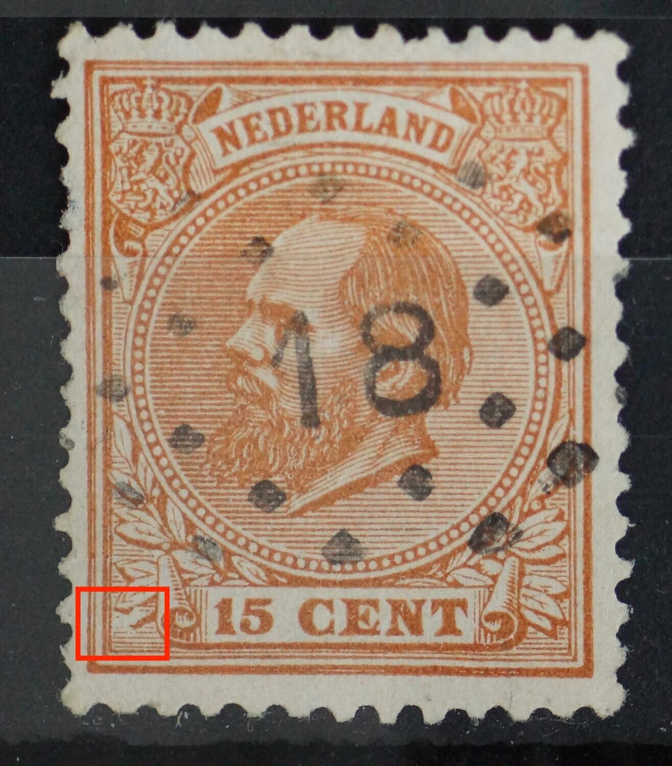 NVPH 23 - witte vlek links onder NVPH 23 - witte vlek links onder