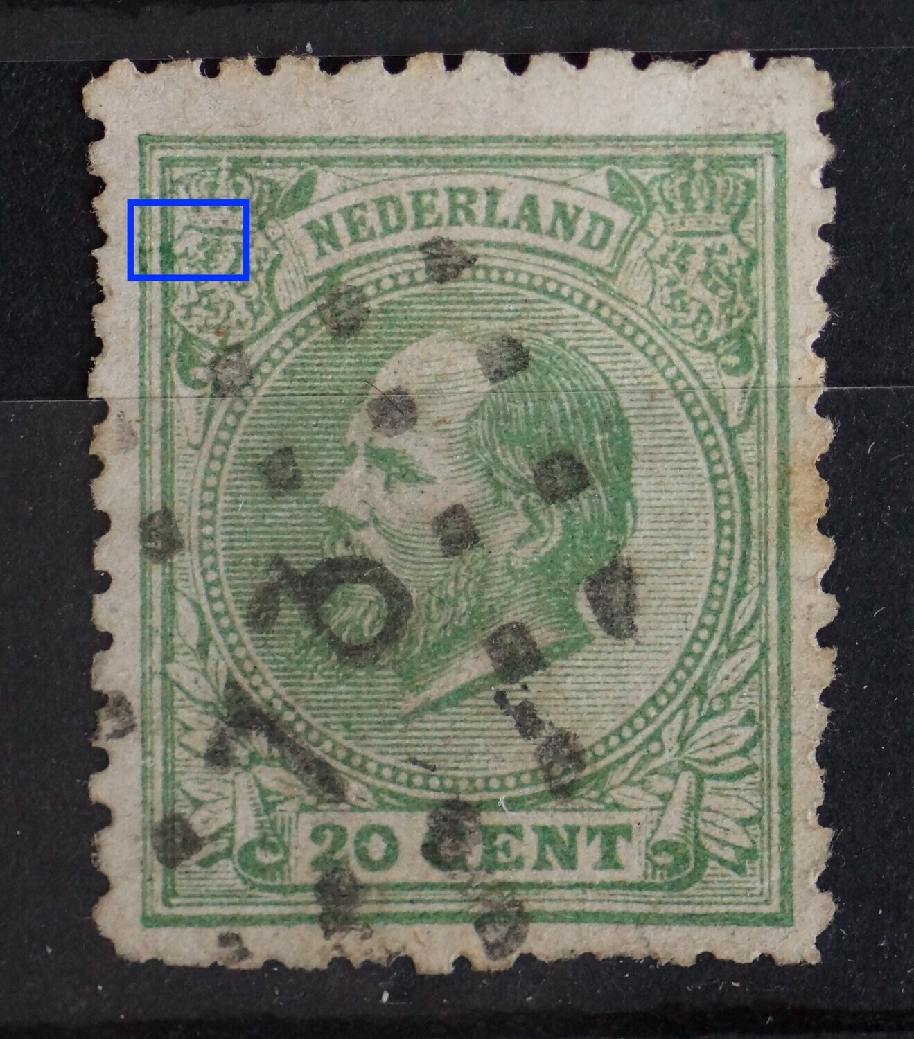 NVPH 24 - witte vlek in linker wapenschild