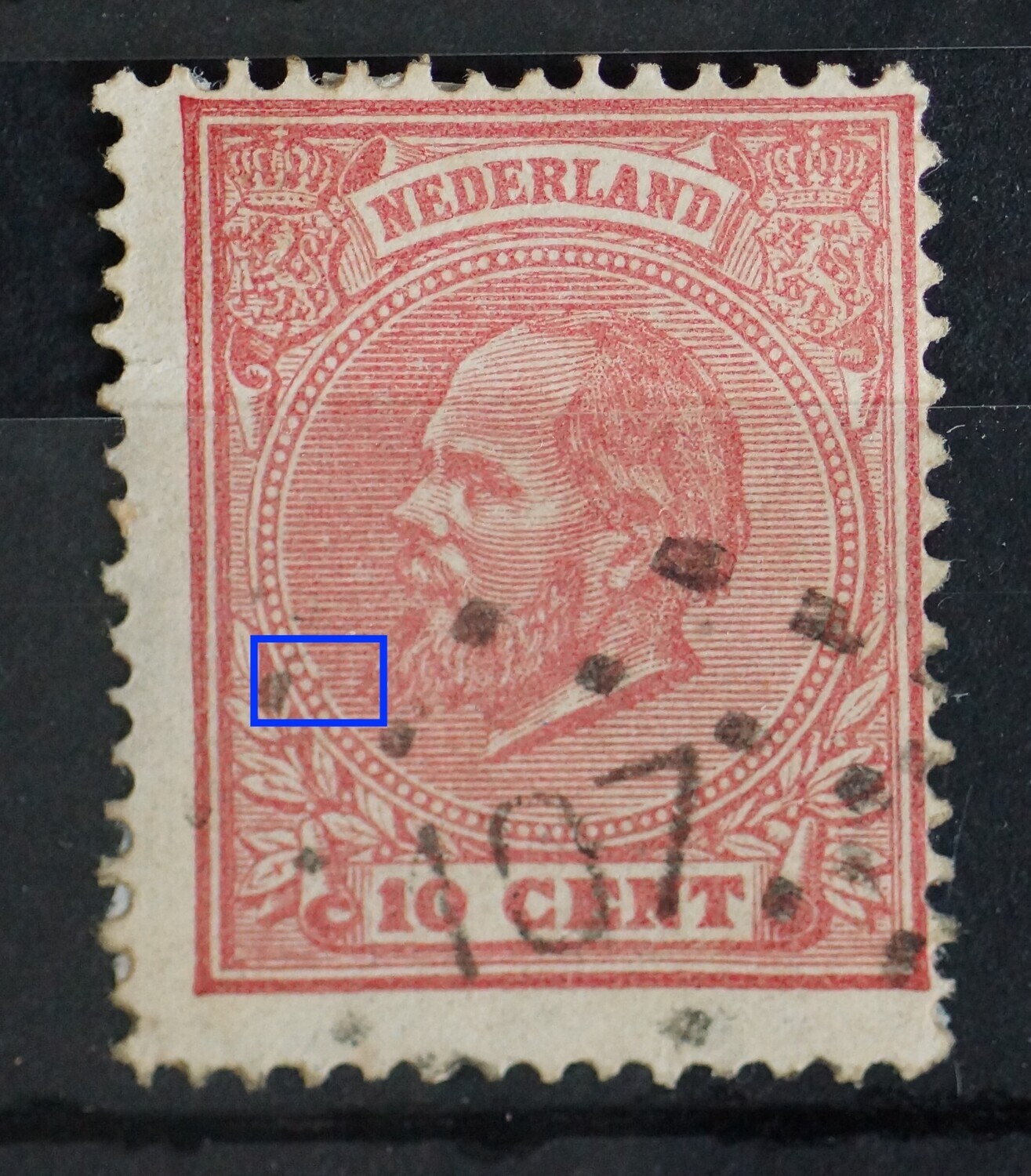 NVPH 21 - rode vlek in rand medaillon