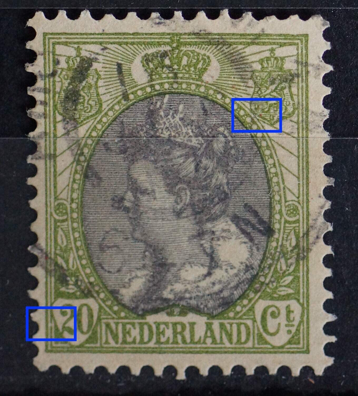 NVPH 69 - o.a. breuk in kaderlijn links, onder