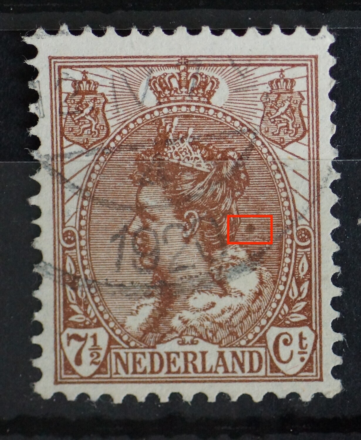 NVPH 61 - bruine vlek achter het hoofd NVPH 61 - bruine vlek achter het hoofd