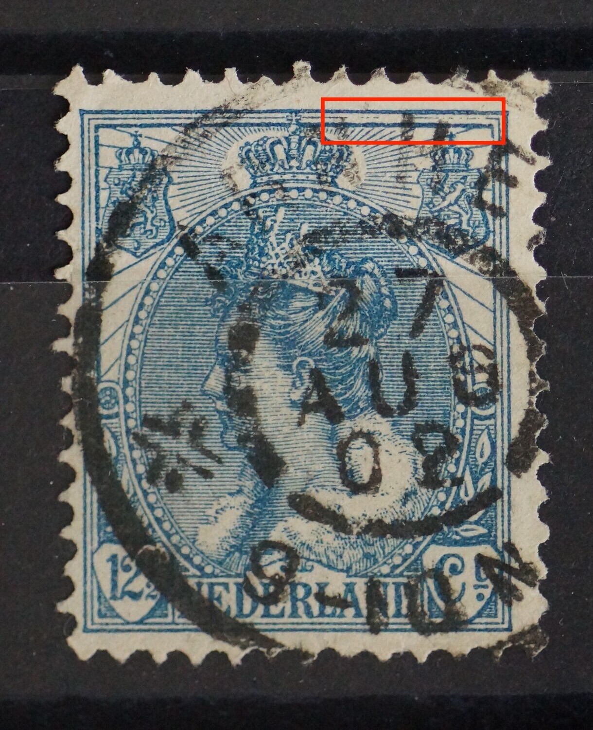 NVPH 63 - beschadigde kaderlijn boven, rechts