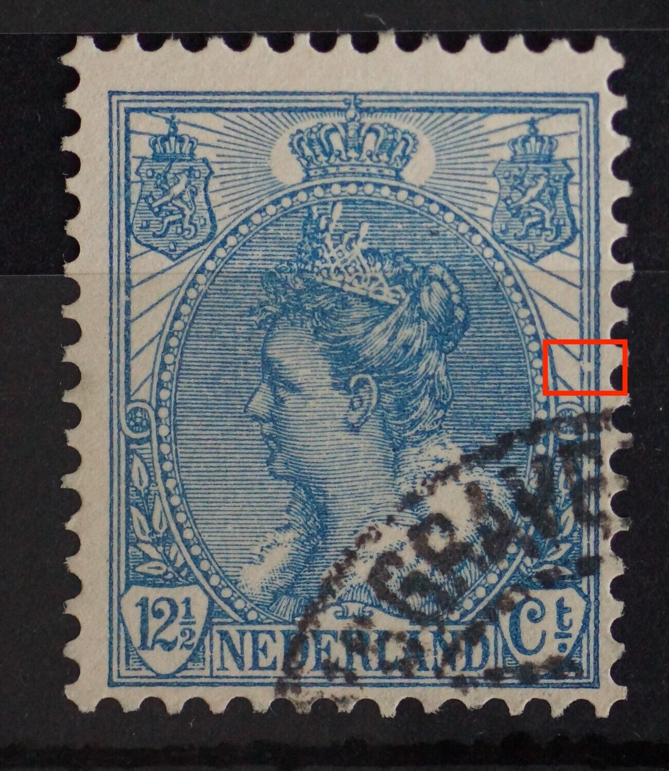 NVPH 63 - witte vlek . breuk in kaderlijnen rechts NVPH 63 - witte vlek . breuk in kaderlijnen rechts