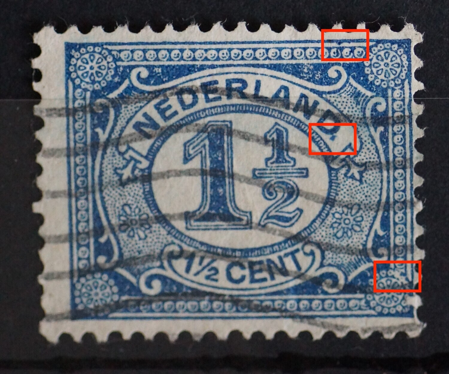 NVPH 53 - o.a. blauwe vlek rechts van NEDERLAND