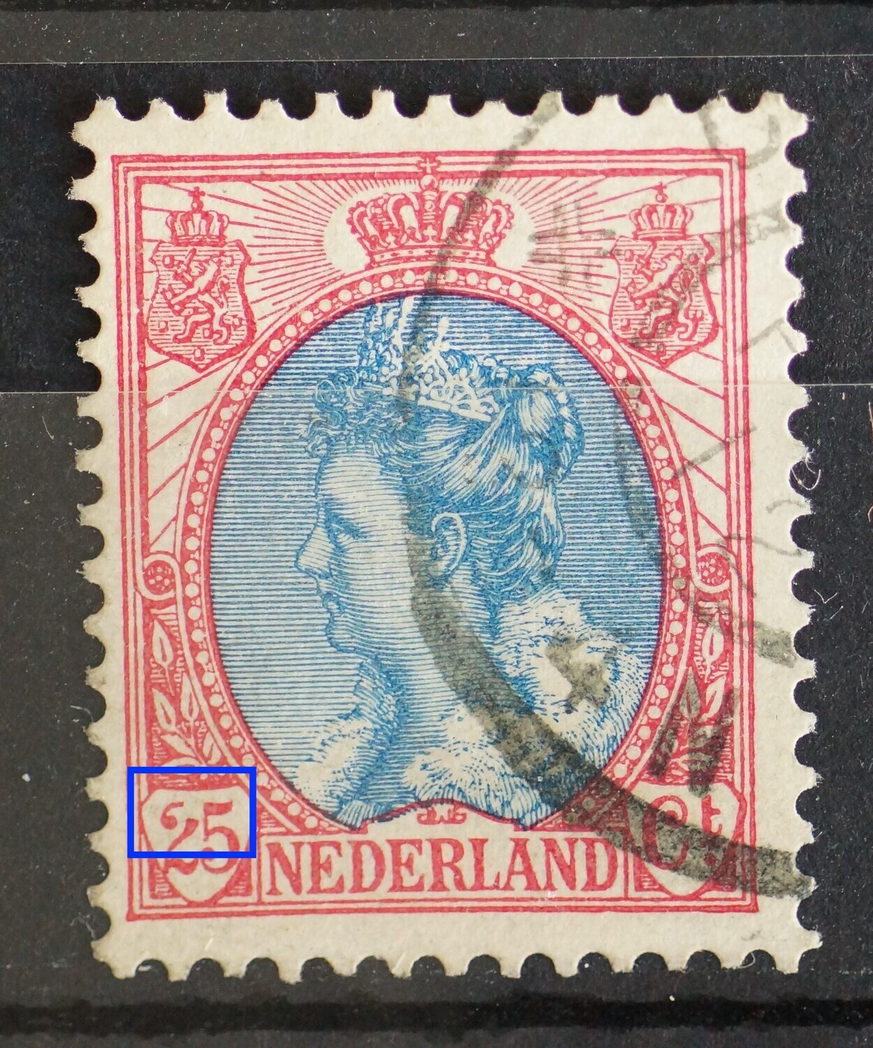 NVPH 71 - vierkante witte vlek in de 2 van 25